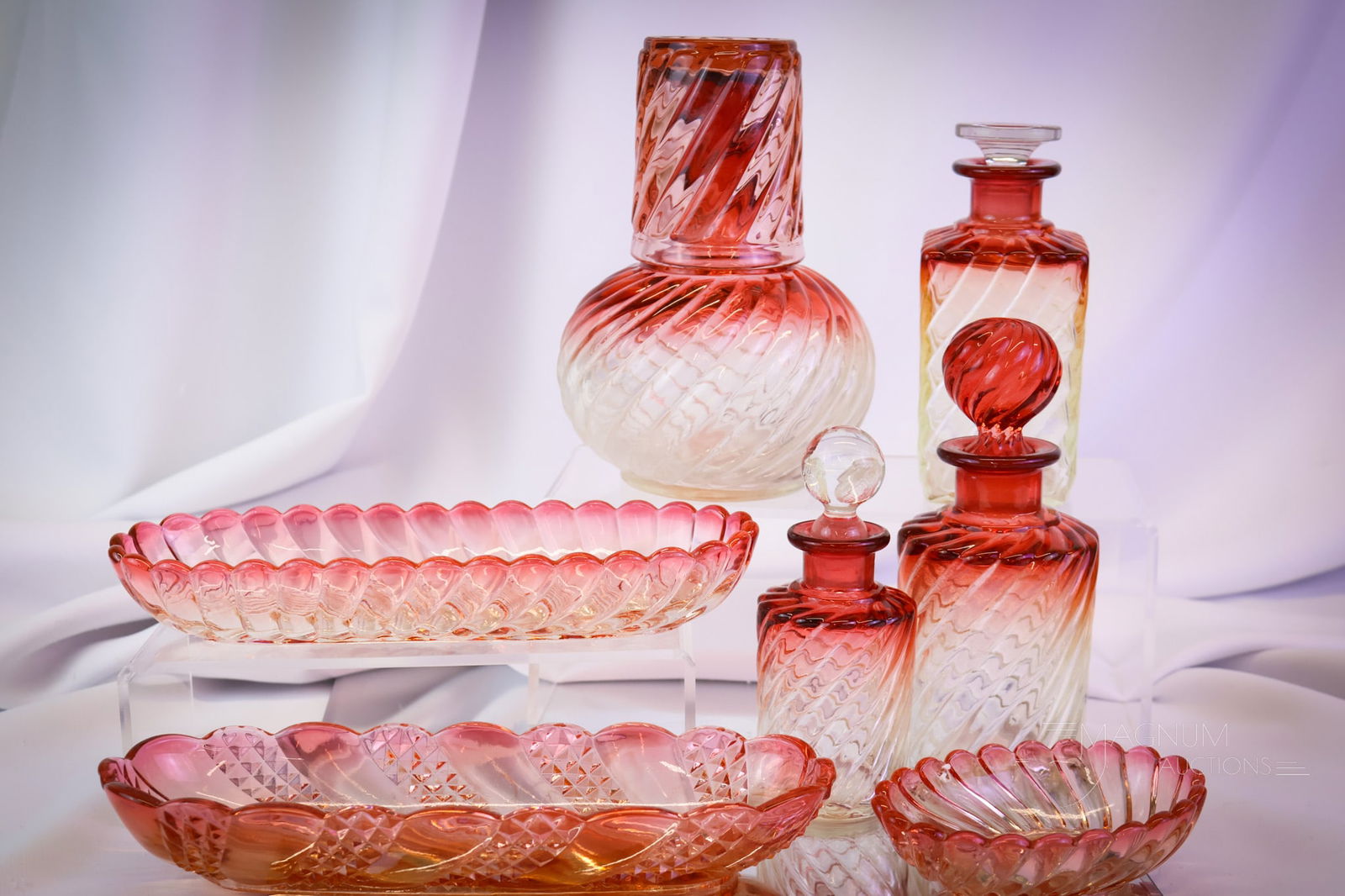 7 pc Lot Baccarat Rose Tiente French Art Glass (1 of 12)