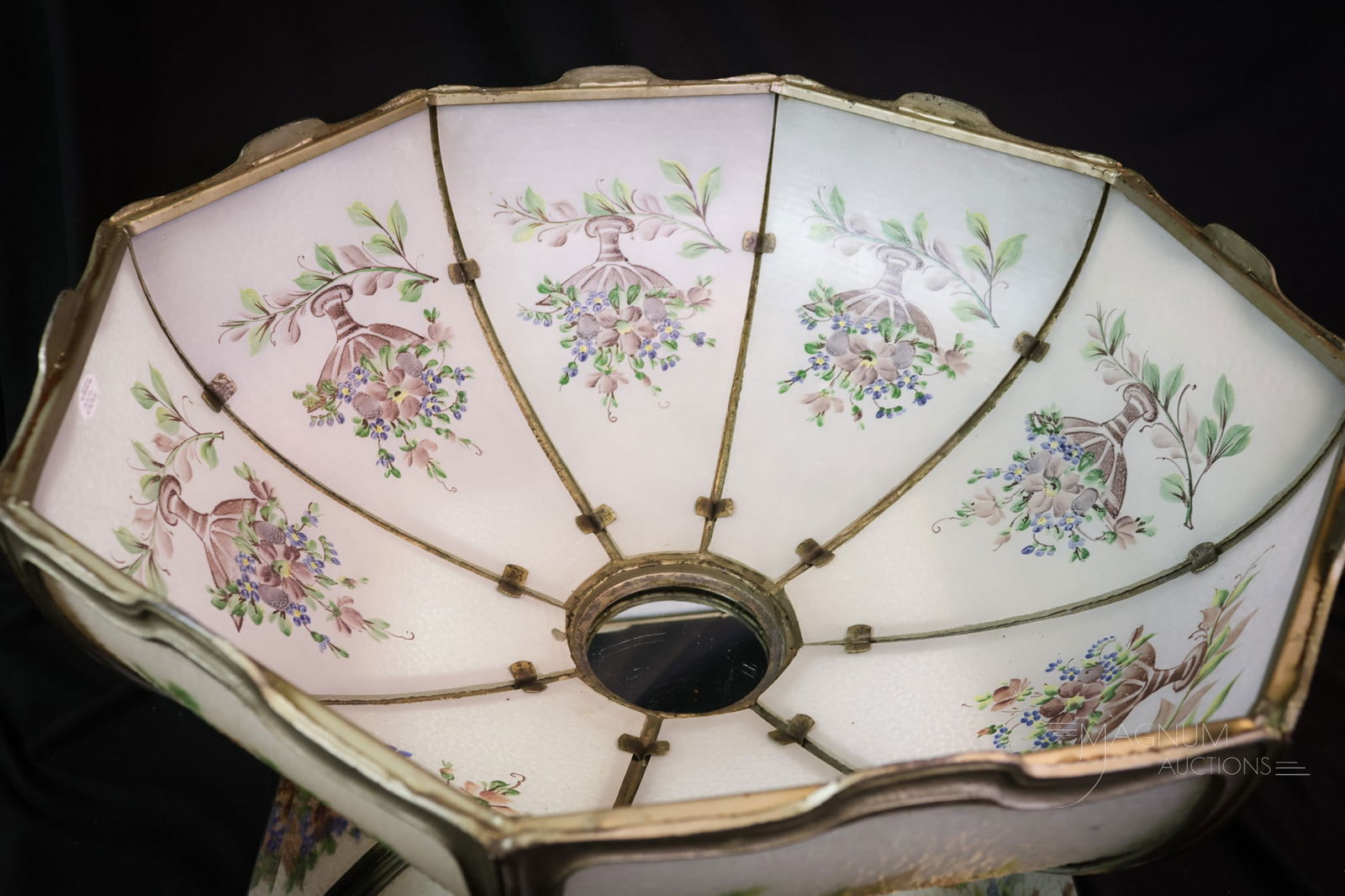 Signed Miller Reverse Painted Panel Lamp - 14