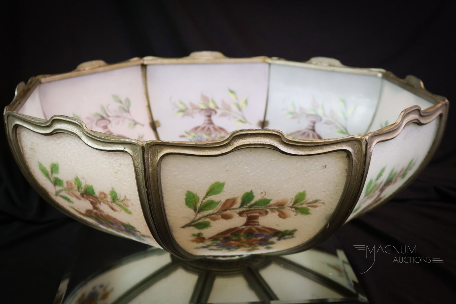 Signed Miller Reverse Painted Panel Lamp - 16