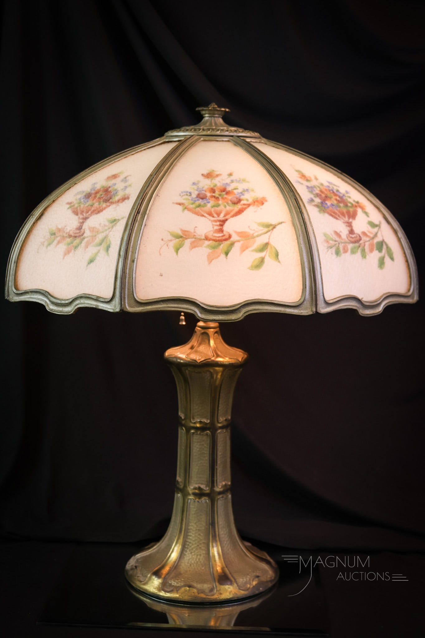 Signed Miller Reverse Painted Panel Lamp - 2