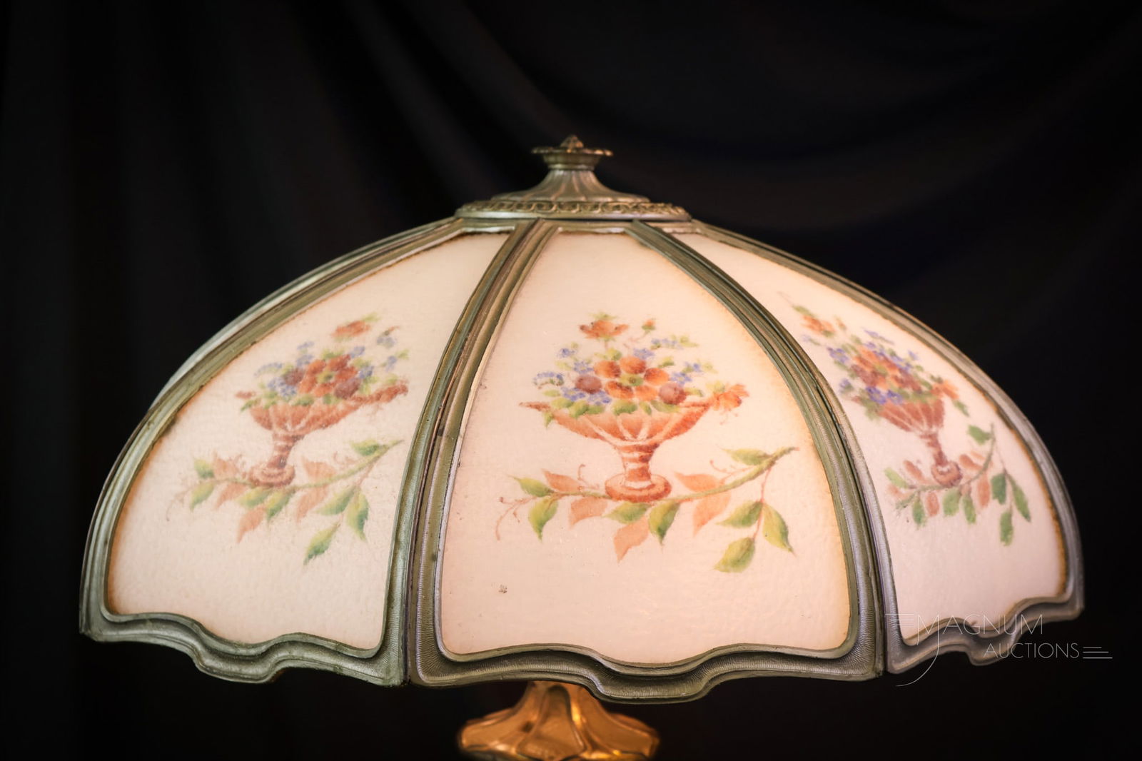 Signed Miller Reverse Painted Panel Lamp - 3