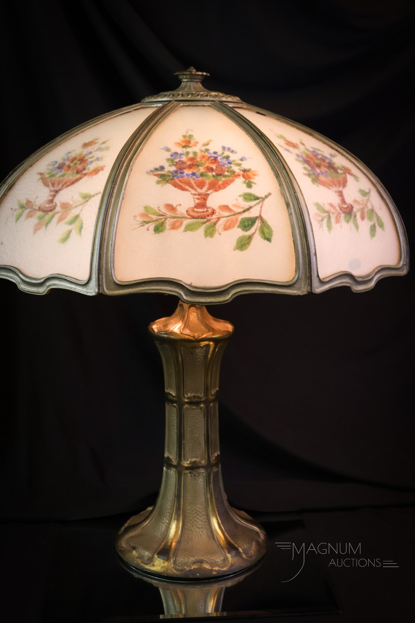Signed Miller Reverse Painted Panel Lamp - 4