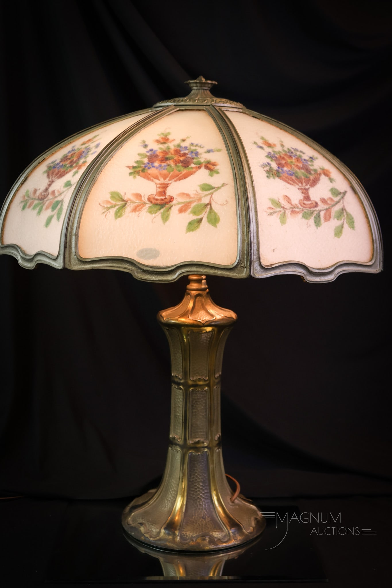 Signed Miller Reverse Painted Panel Lamp - 5