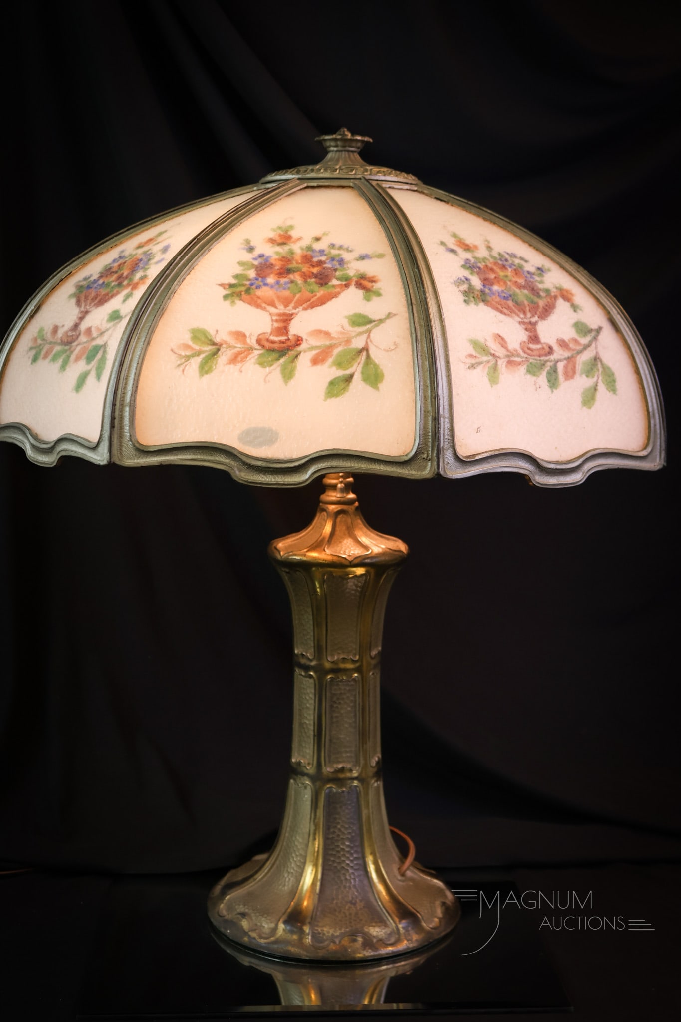 Signed Miller Reverse Painted Panel Lamp - 6