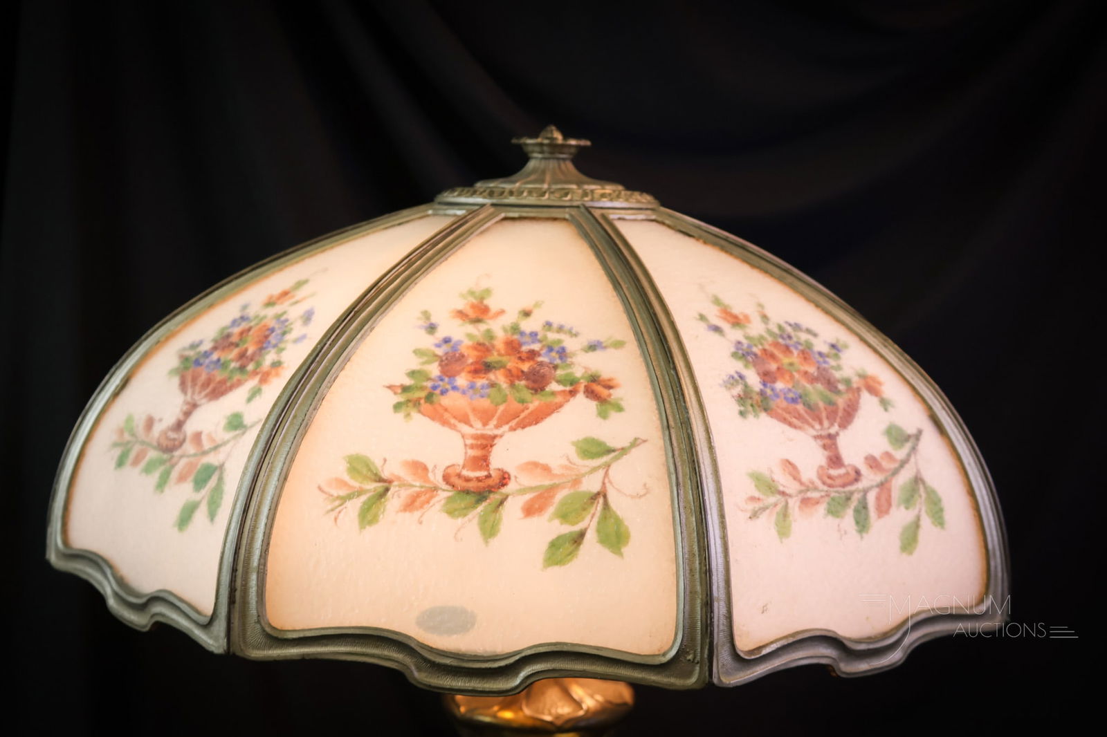 Signed Miller Reverse Painted Panel Lamp - 7