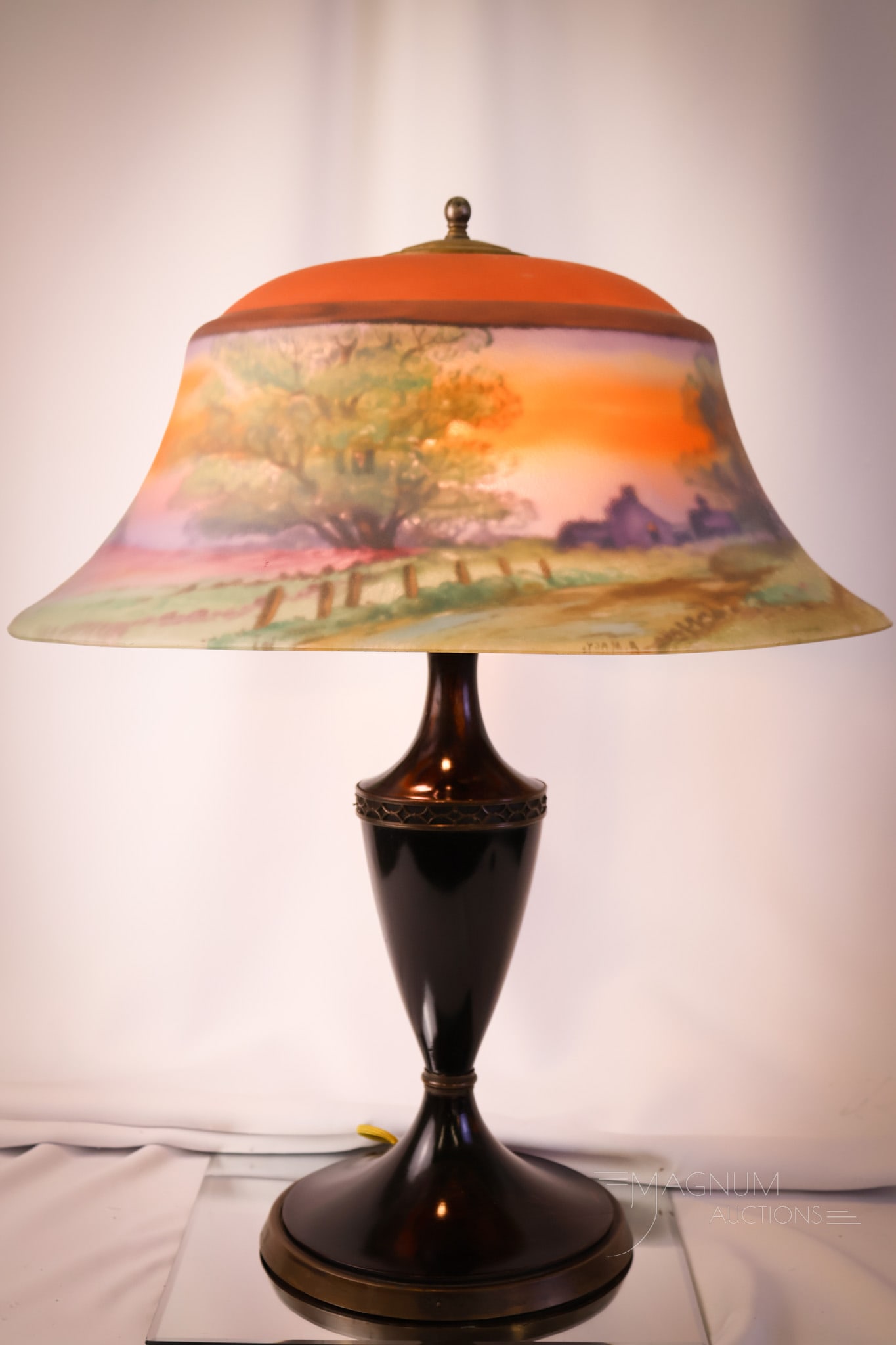 Pairpoint Exeter Reverse Painted Harvest Scene Table Lamp - 3