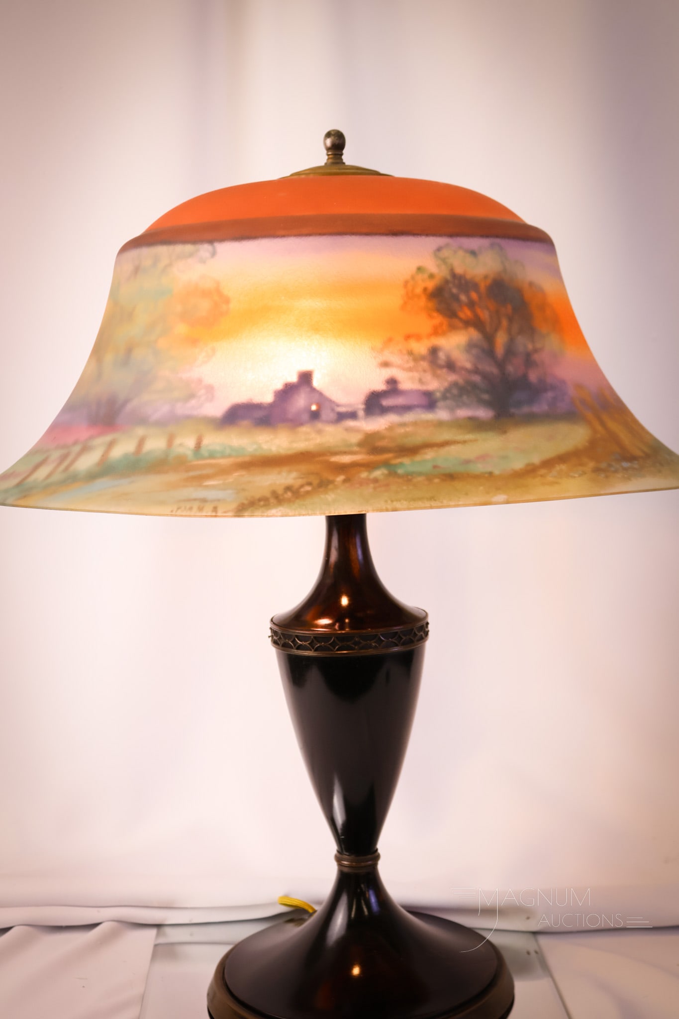 Pairpoint Exeter Reverse Painted Harvest Scene Table Lamp - 5
