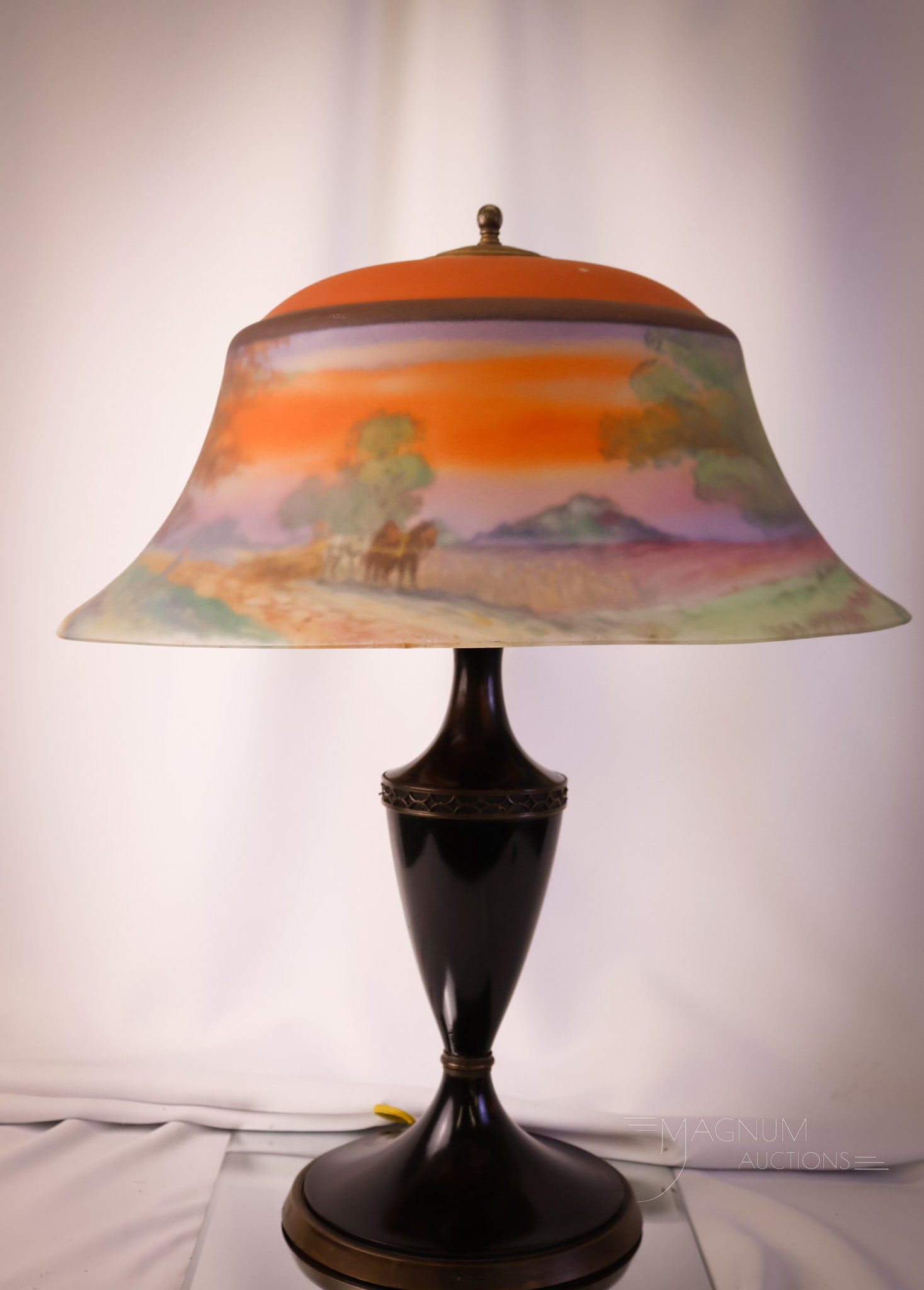 Pairpoint Exeter Reverse Painted Harvest Scene Table Lamp - 7