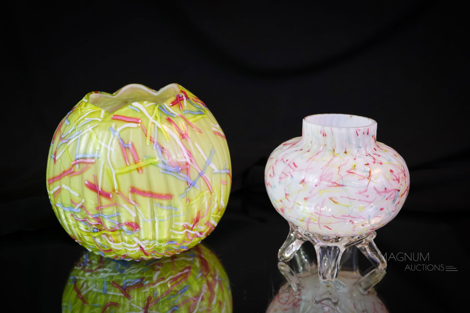 2 pc Lot Peloton Victorian Art Glass Rose Bowls (1 of 11)