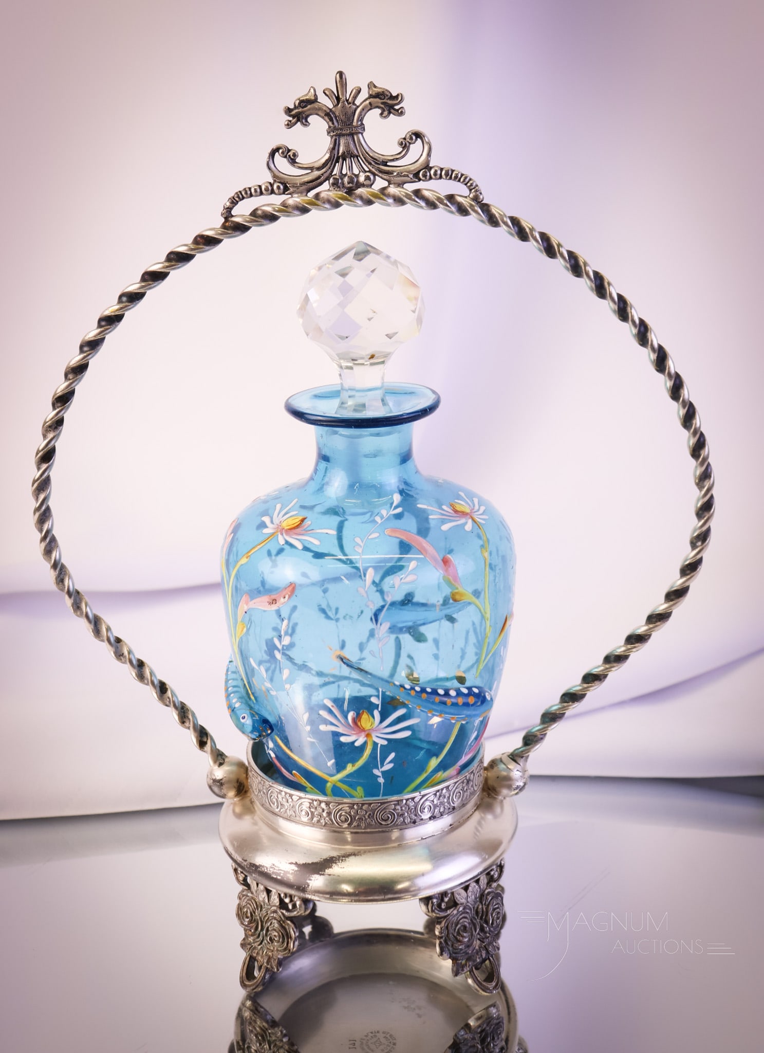Tufts Silverplate Victorian Applied Enameled Glass Perfume Castor (1 of 13)