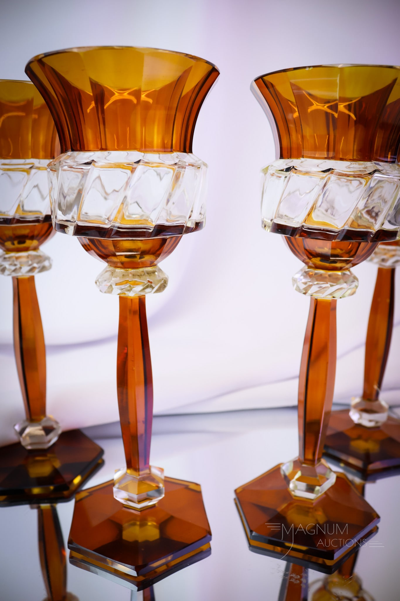 Five pc Set Bohemian Art Glass - 3