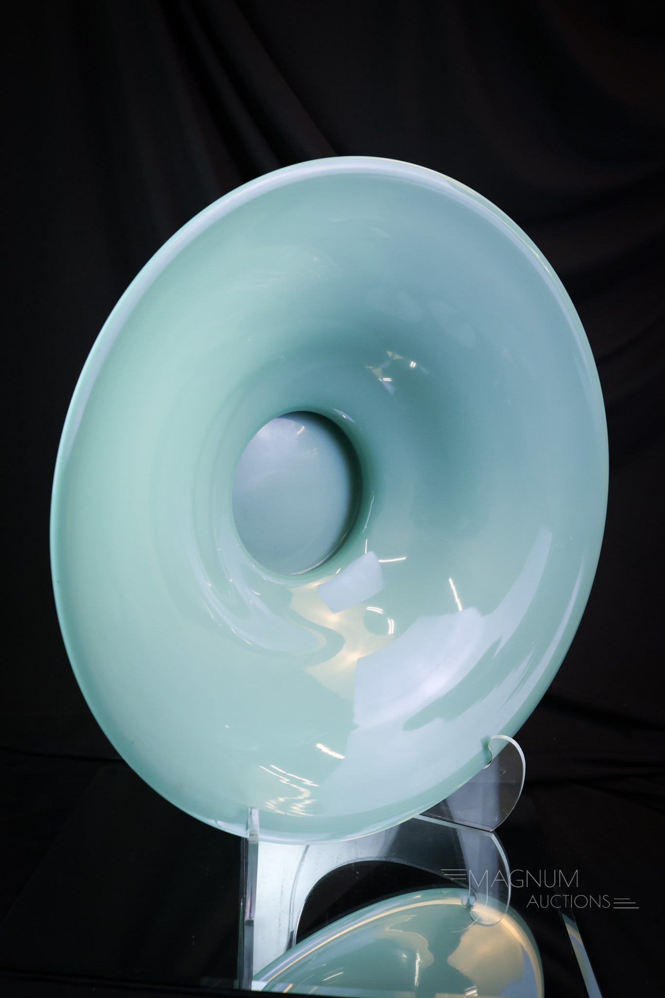 3 pc Set Uranium Jade Glass Console Set - 4