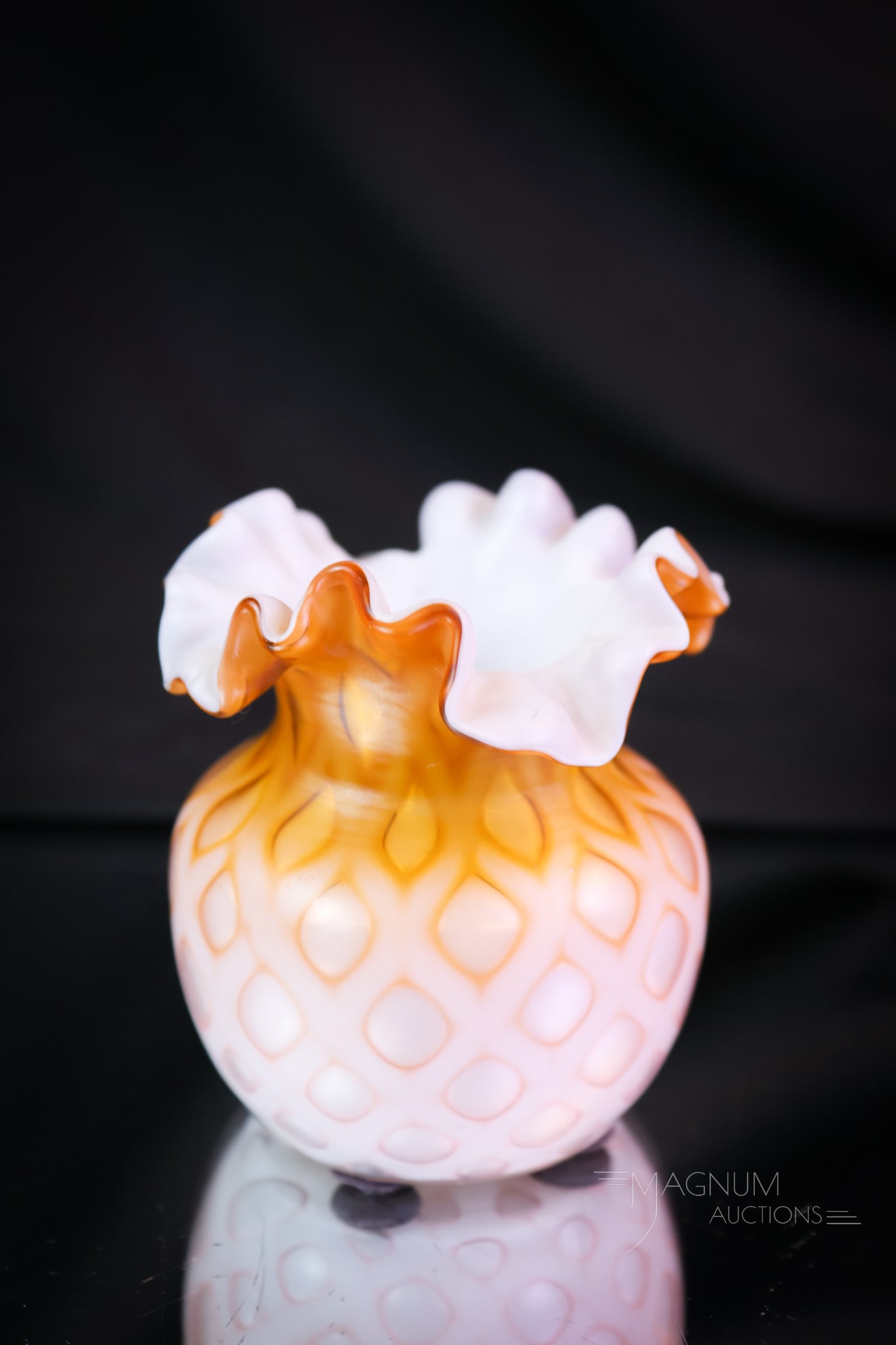 Victorian Butterscotch Mother of Pearl satin Glass Toothpick Holder: A beautiful example in a hard-to-find color. This is a butterscotch mother-of-pearl satin glass toothpick holder. This little guy measures 2 3/4". Make way on the curio shelf for this one. SHIPPING NO