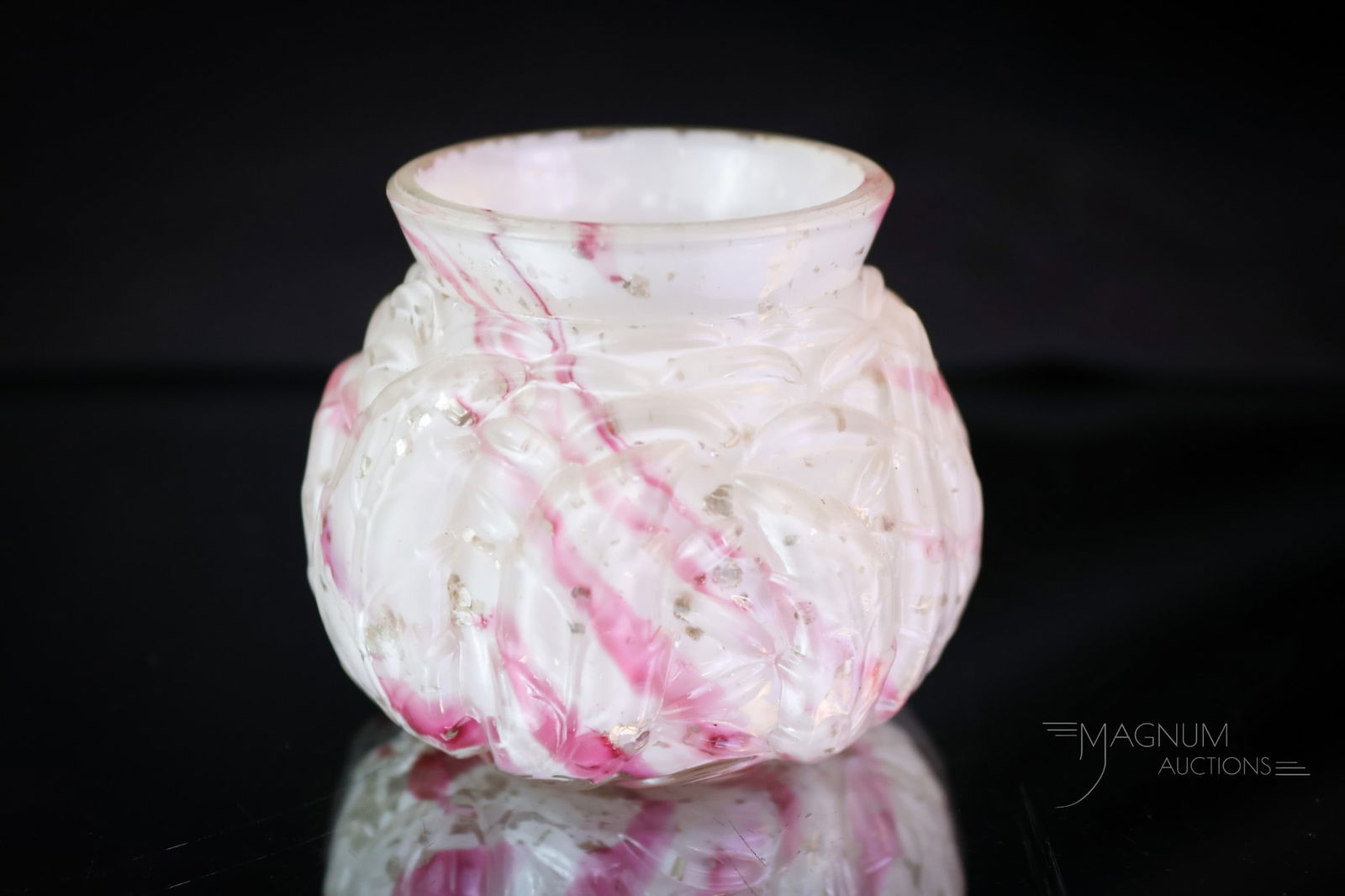 Northwood Leaf Mold Cranberry Spatter Glass Toothpick Holder (1 of 5)