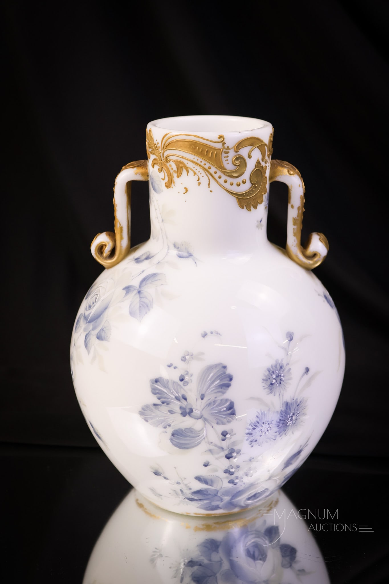 Signed Colonial Ware Mt. Washington Glass Roses Decorated Vase (1 of 7)