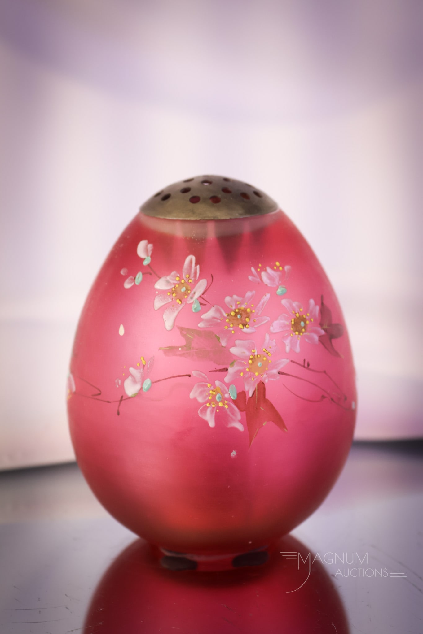 Mt. Washington Cranberry Victorian Ostrich Egg Sugar Shaker Muffineer (1 of 6)