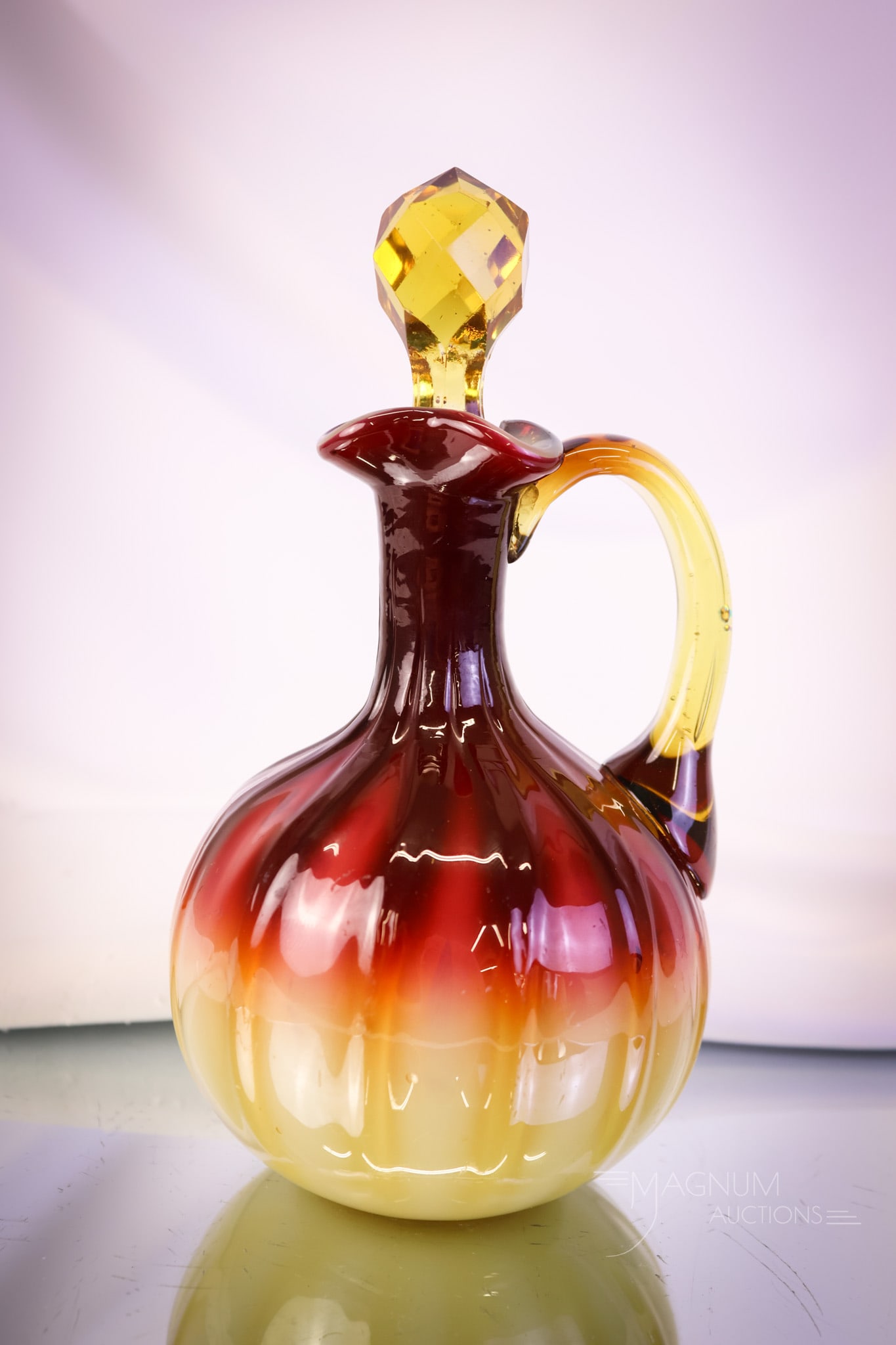 Victorian New England Plated Amberina Glass Cruet (1 of 8)