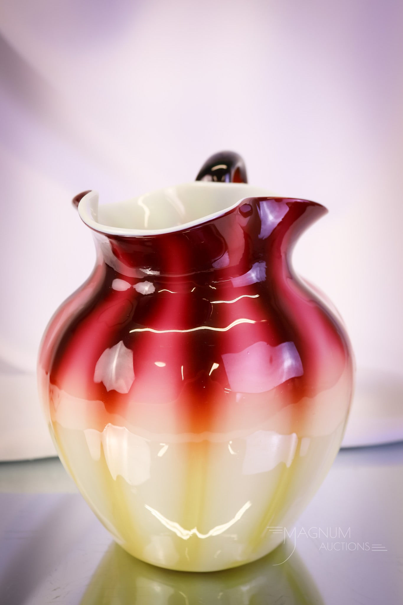 Victorian New England Glass Plated Amberina Water Pitcher - 10