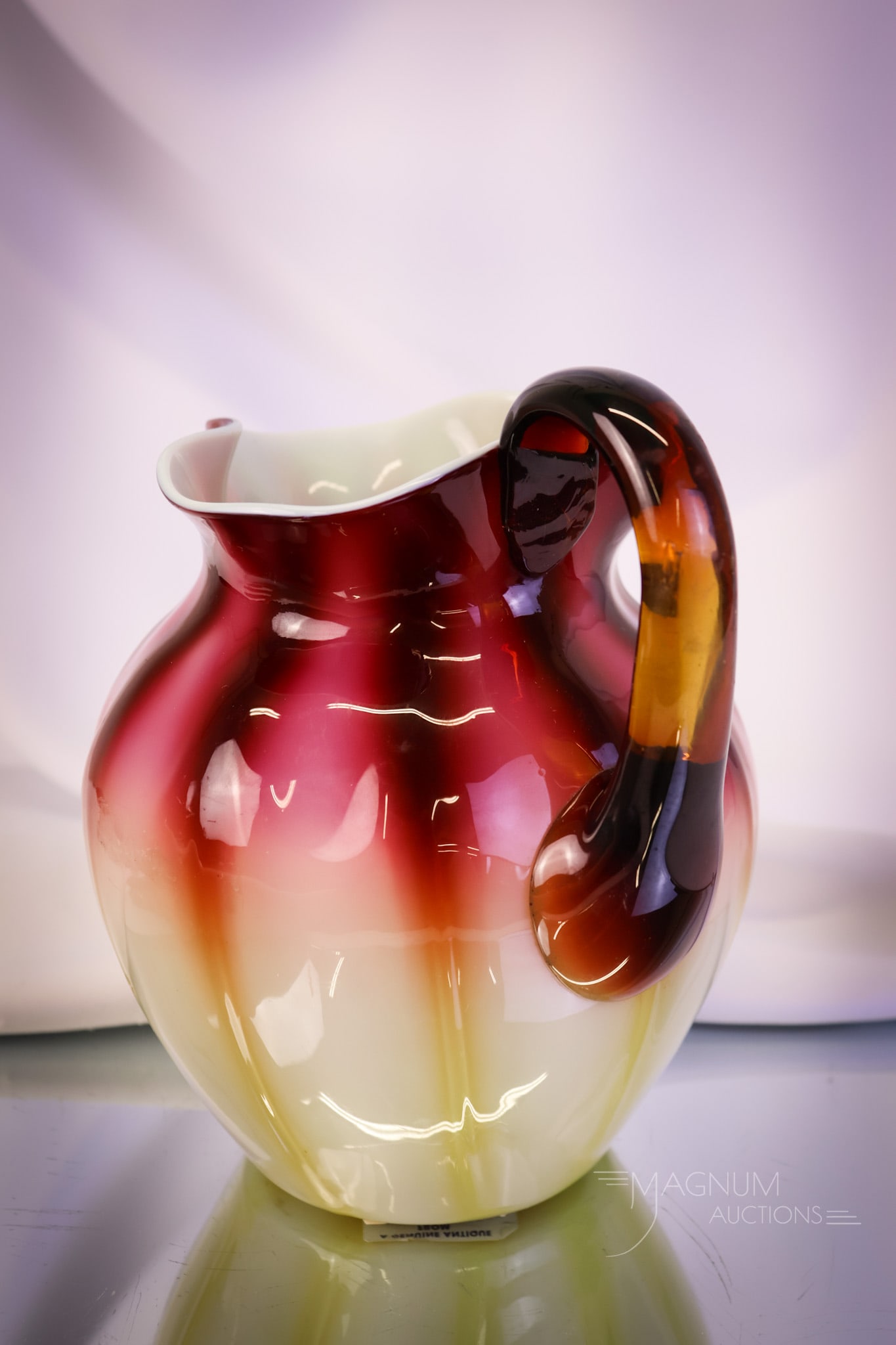 Victorian New England Glass Plated Amberina Water Pitcher - 2