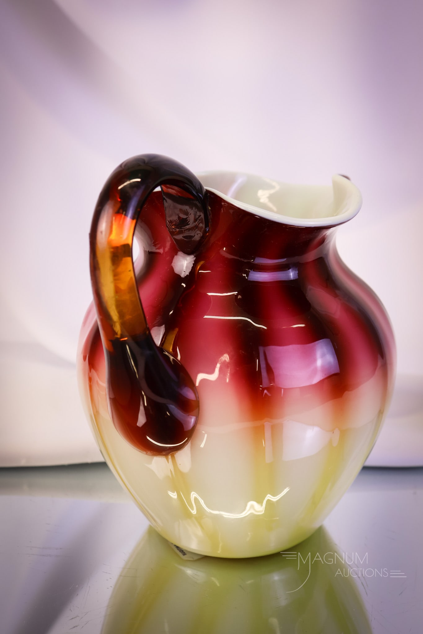 Victorian New England Glass Plated Amberina Water Pitcher - 3