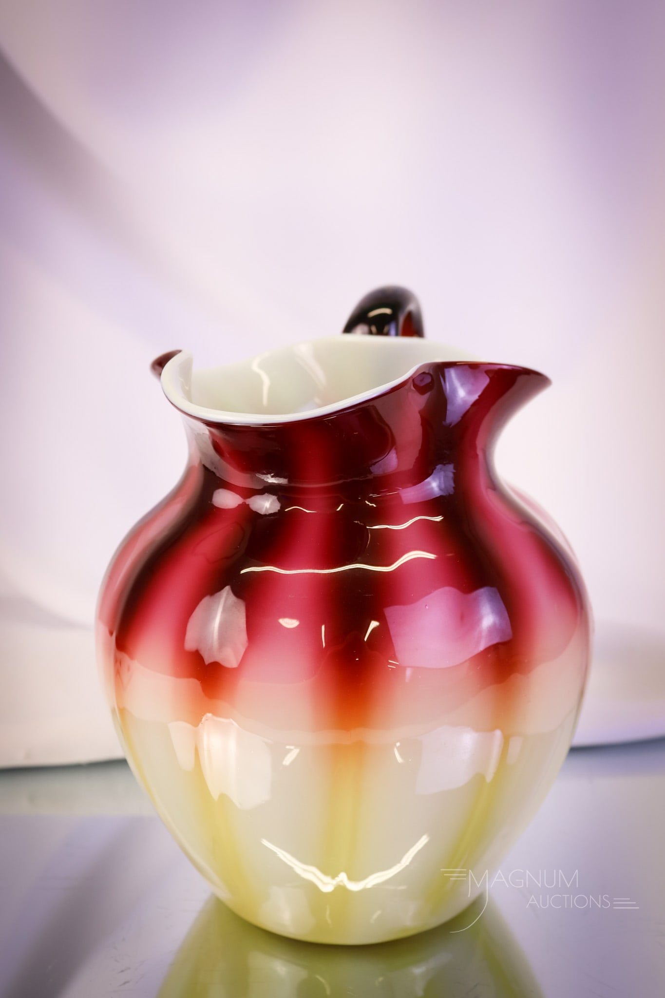Victorian New England Glass Plated Amberina Water Pitcher - 9
