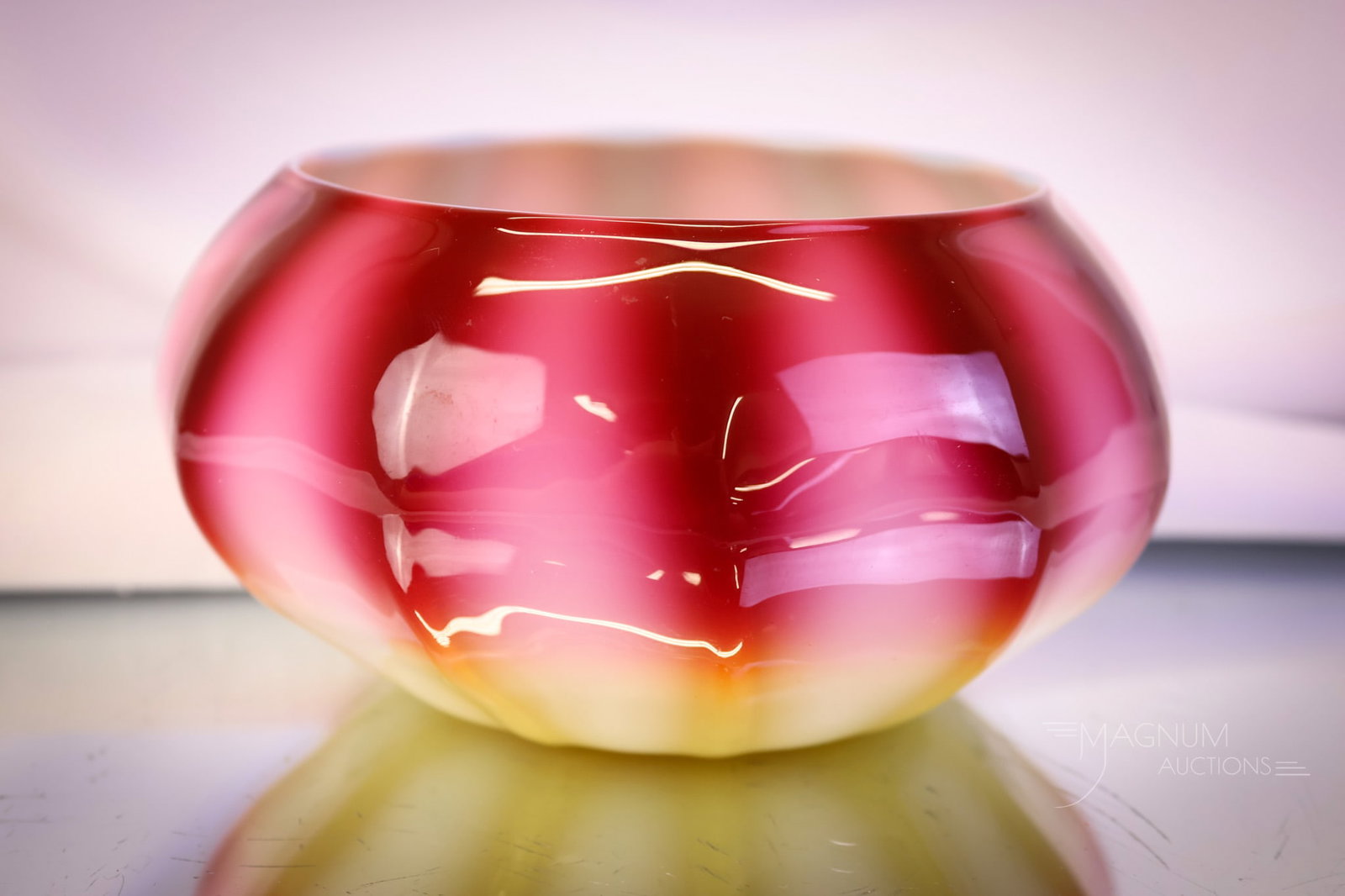 Rare New England Plated Amberina Victorian Finger Bowl: A rare find in Victorian New England Plated Amberina finger bowl. This piece has extraordinary coloring. This bowl measures 2 1/2" tall and 5 1/4" diameter. SHIPPING NOTICE: If you choose not to utili