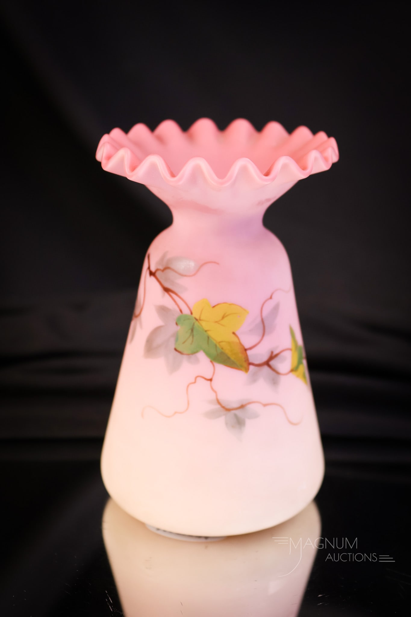Webb Burmese Victorian Enameled Glass Posey Vase (1 of 7)