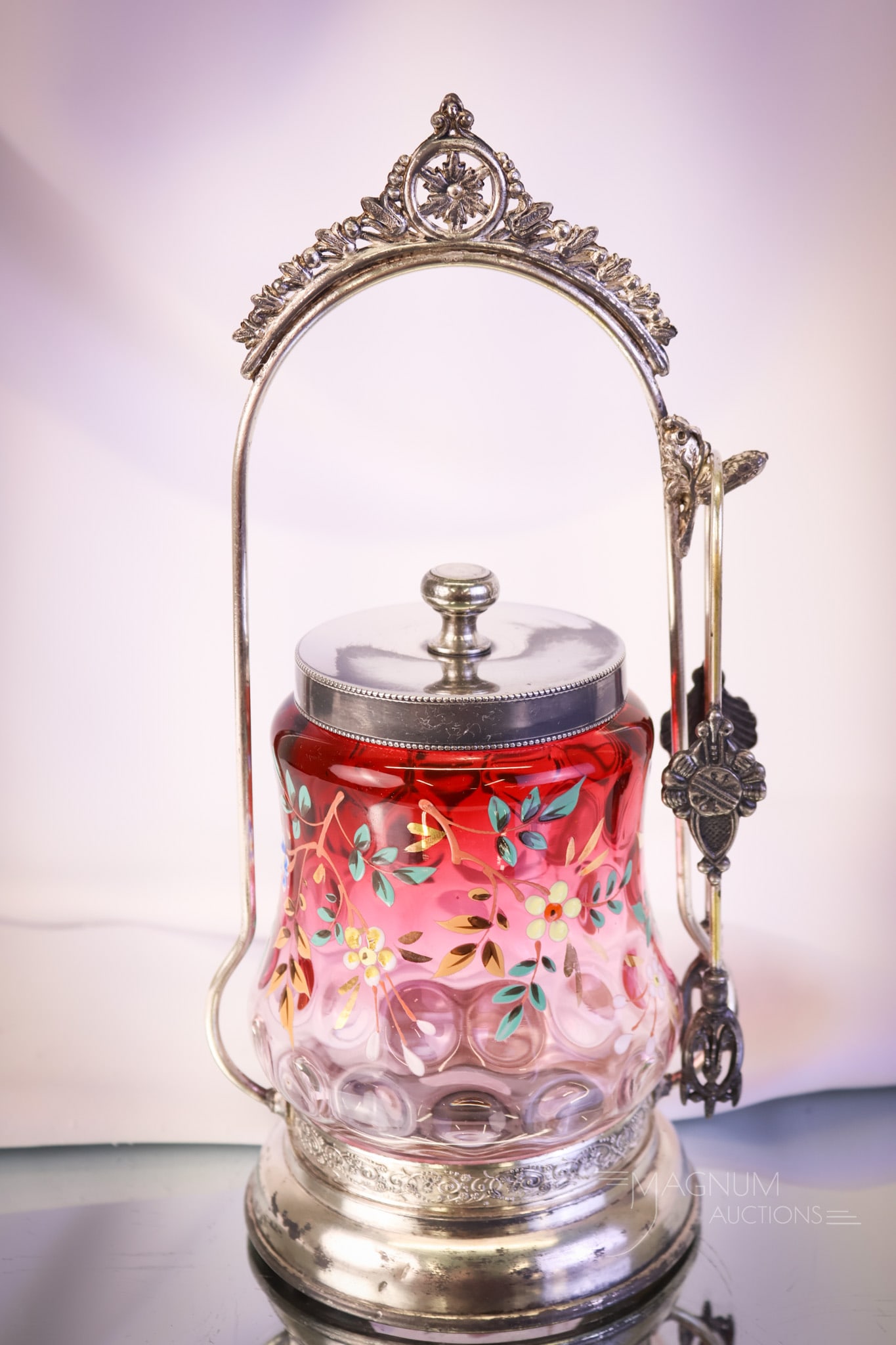 Barbour Silverplate Victorian Rubina Enameled Glass Pickle Castor (1 of 9)