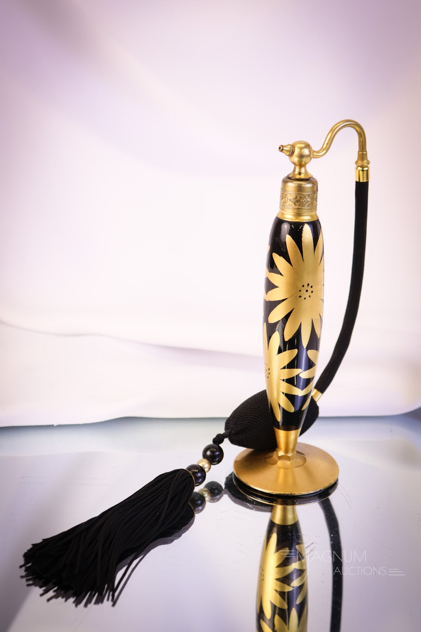 Devilbiss Perfume Atomizer Gilt decorated Black Glass (1 of 7)