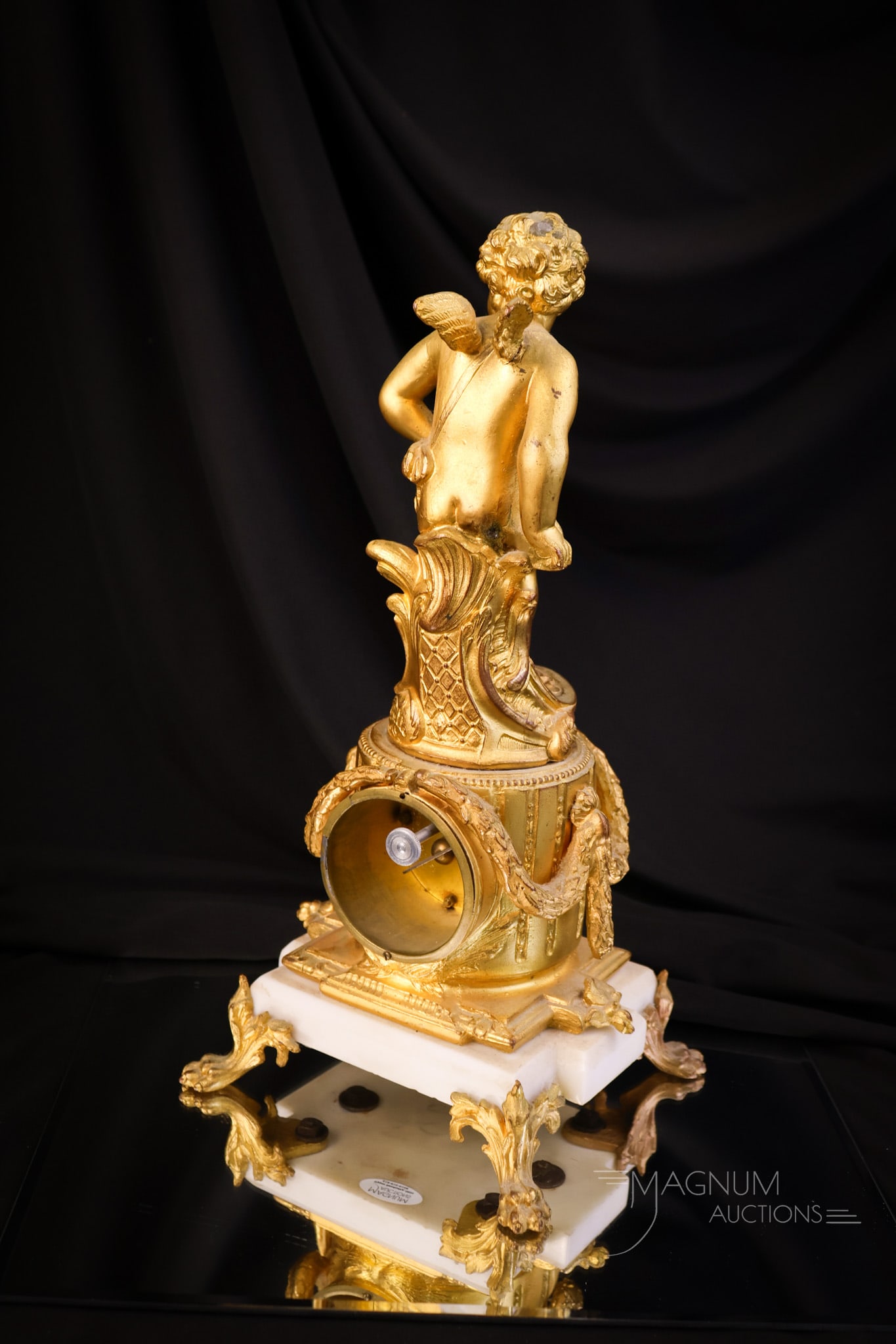 Victorian Jennings Bros. Figural Cherub Clock w/ Marble - 4