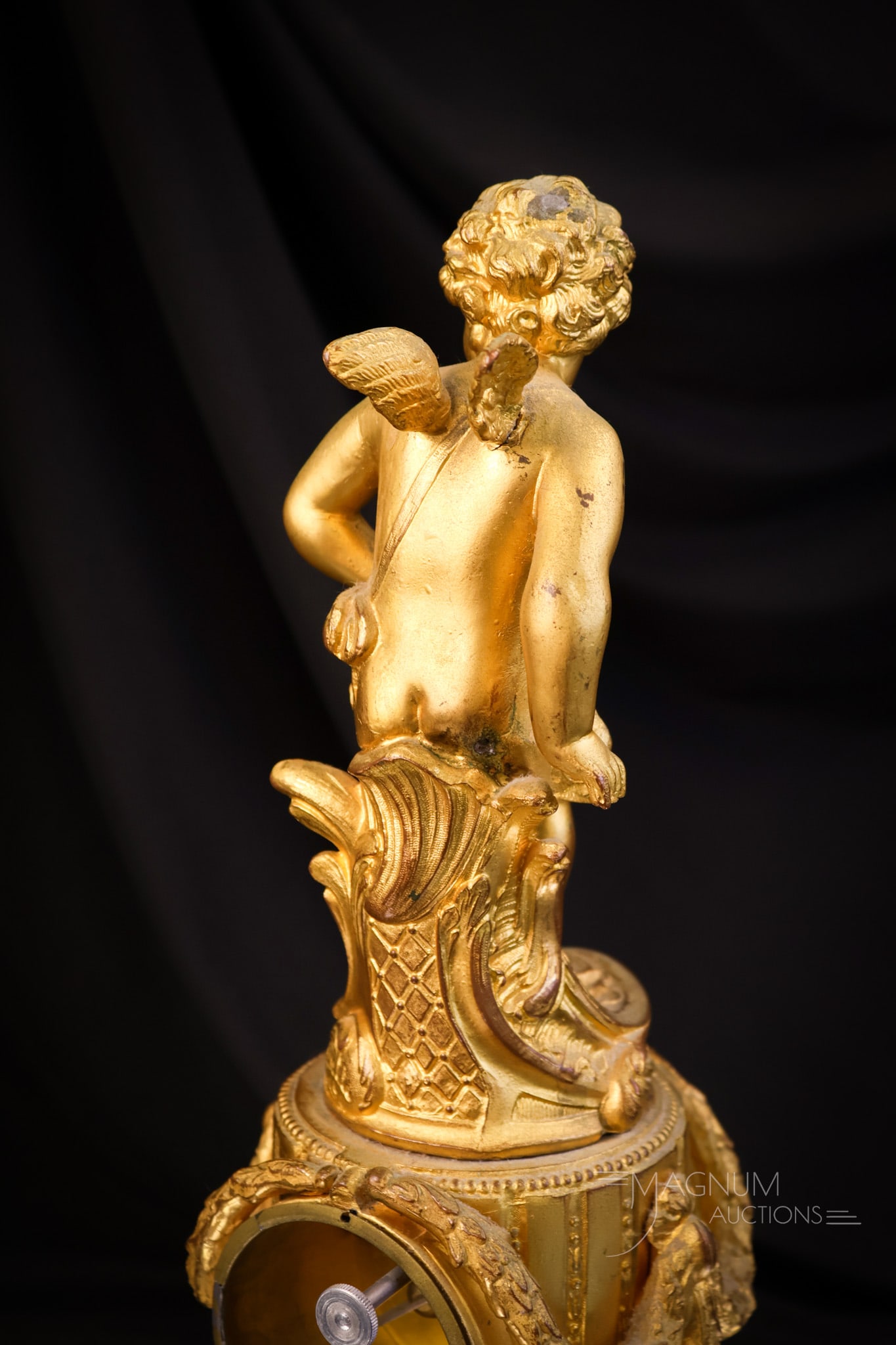 Victorian Jennings Bros. Figural Cherub Clock w/ Marble - 5