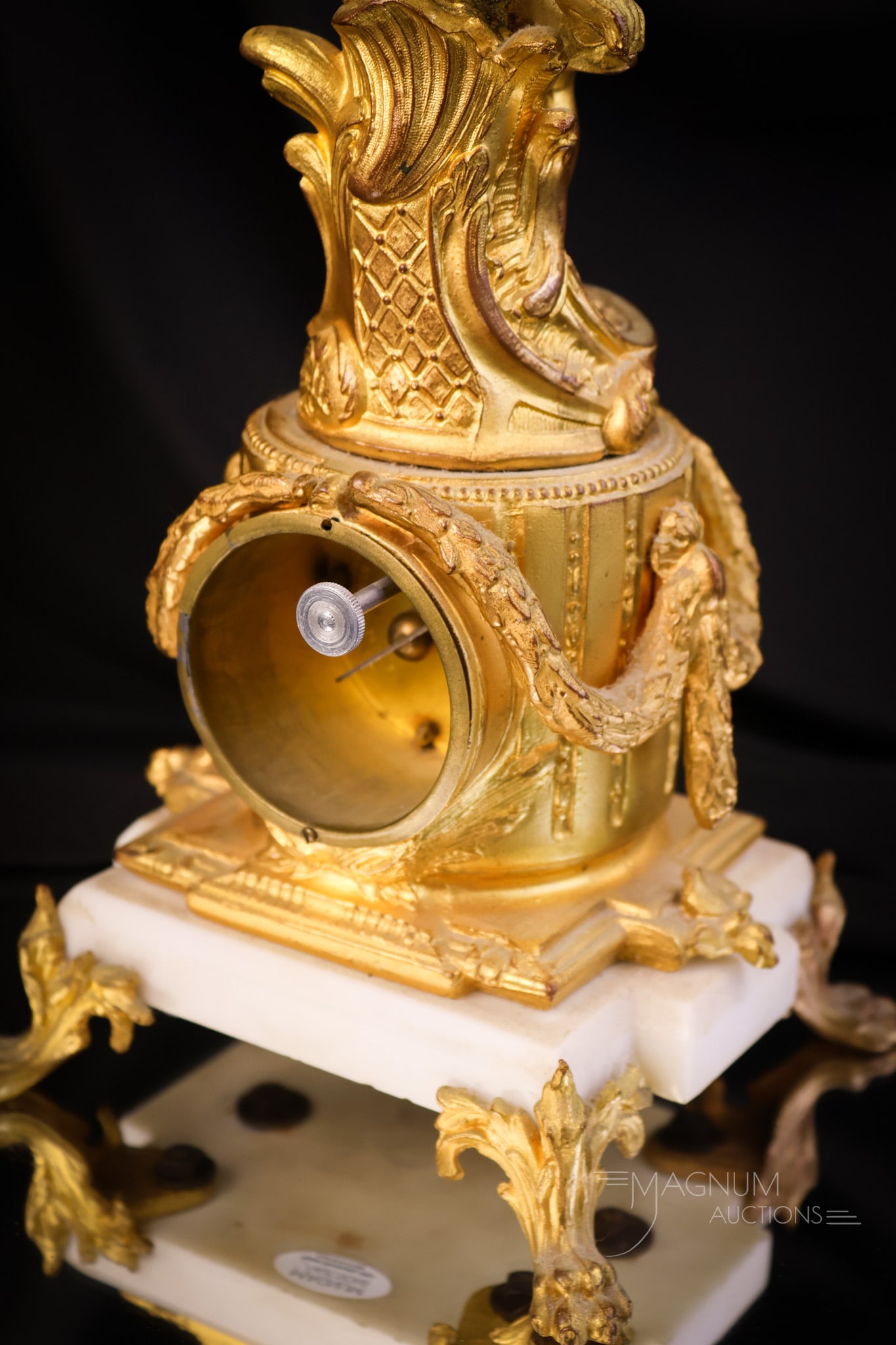 Victorian Jennings Bros. Figural Cherub Clock w/ Marble - 6