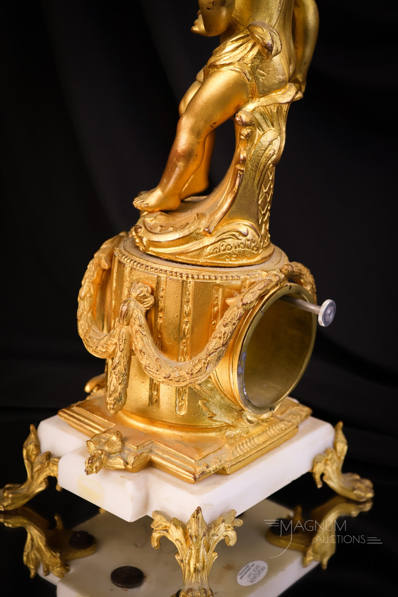 Victorian Jennings Bros. Figural Cherub Clock w/ Marble - 8