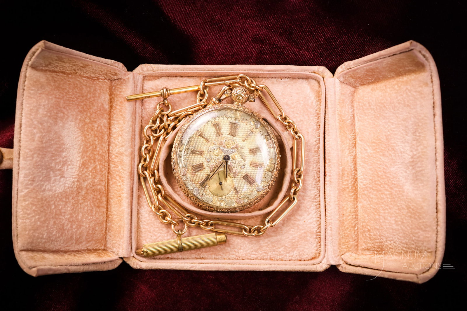 English Wolff Lewis 1810Antique 18K Four-Color Gold Pocket Watch 15K Gold Chain WIRE TRANSFER CASH: Credit Cards are NOT accepted for this item. Live Auctioneers has blocked credit card purchases of this item because of fraud. WIRE TRANSFER OR CASH ONLY! This is an English 18K four-color gold case a