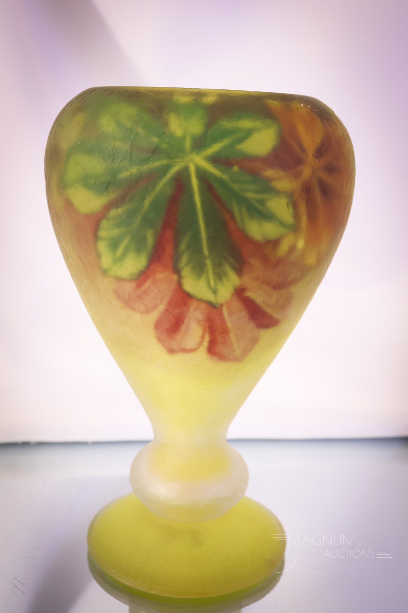 Pairpoint Ambero Reverse Painted Chipped Ice Glass Chestnut Vase (1 of 8)
