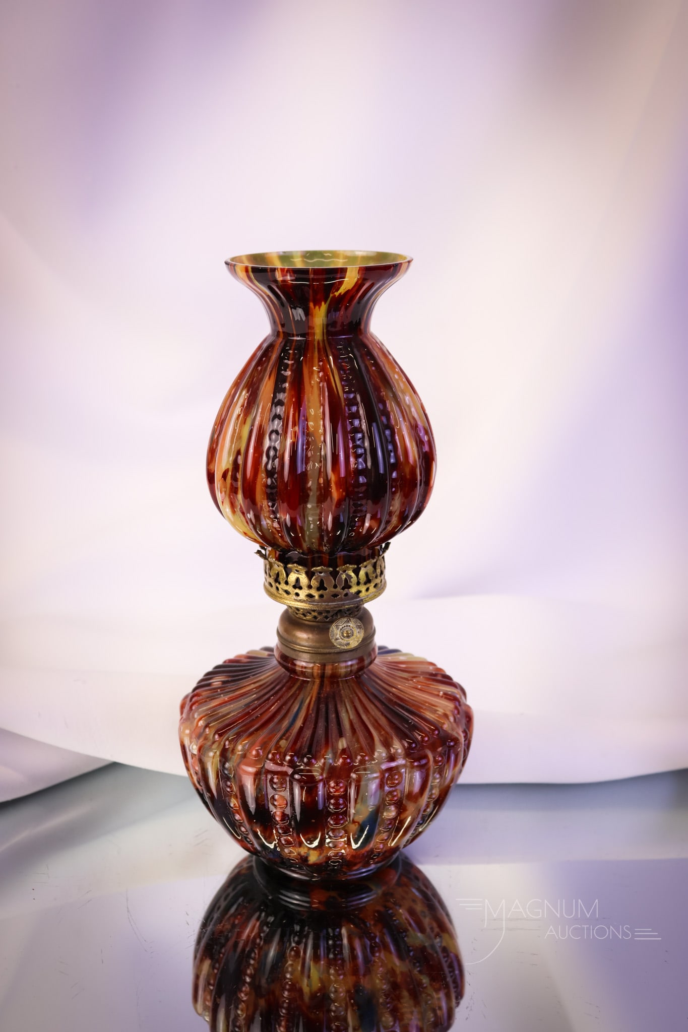 Victorian End of Day Spatter Glass Miniature Oil Lamp (1 of 14)