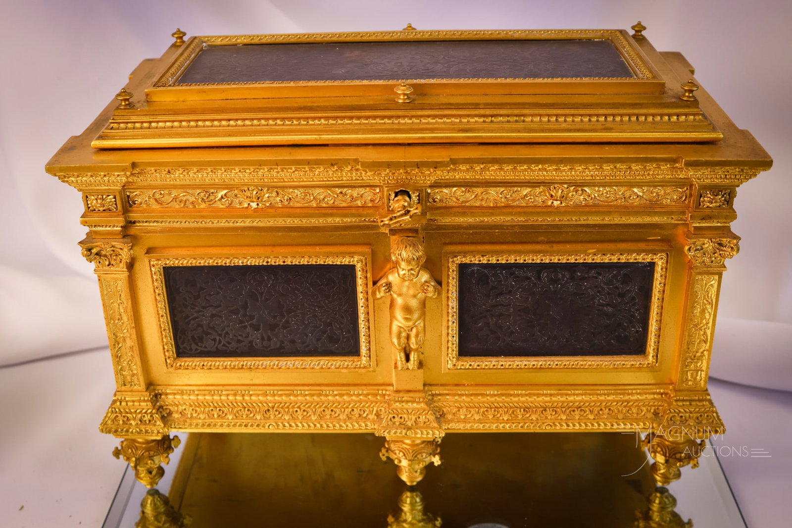 Antique French Louis XVI Style Gilt Bronze Ebonized Boulle Marquetry Casket (1 of 12)