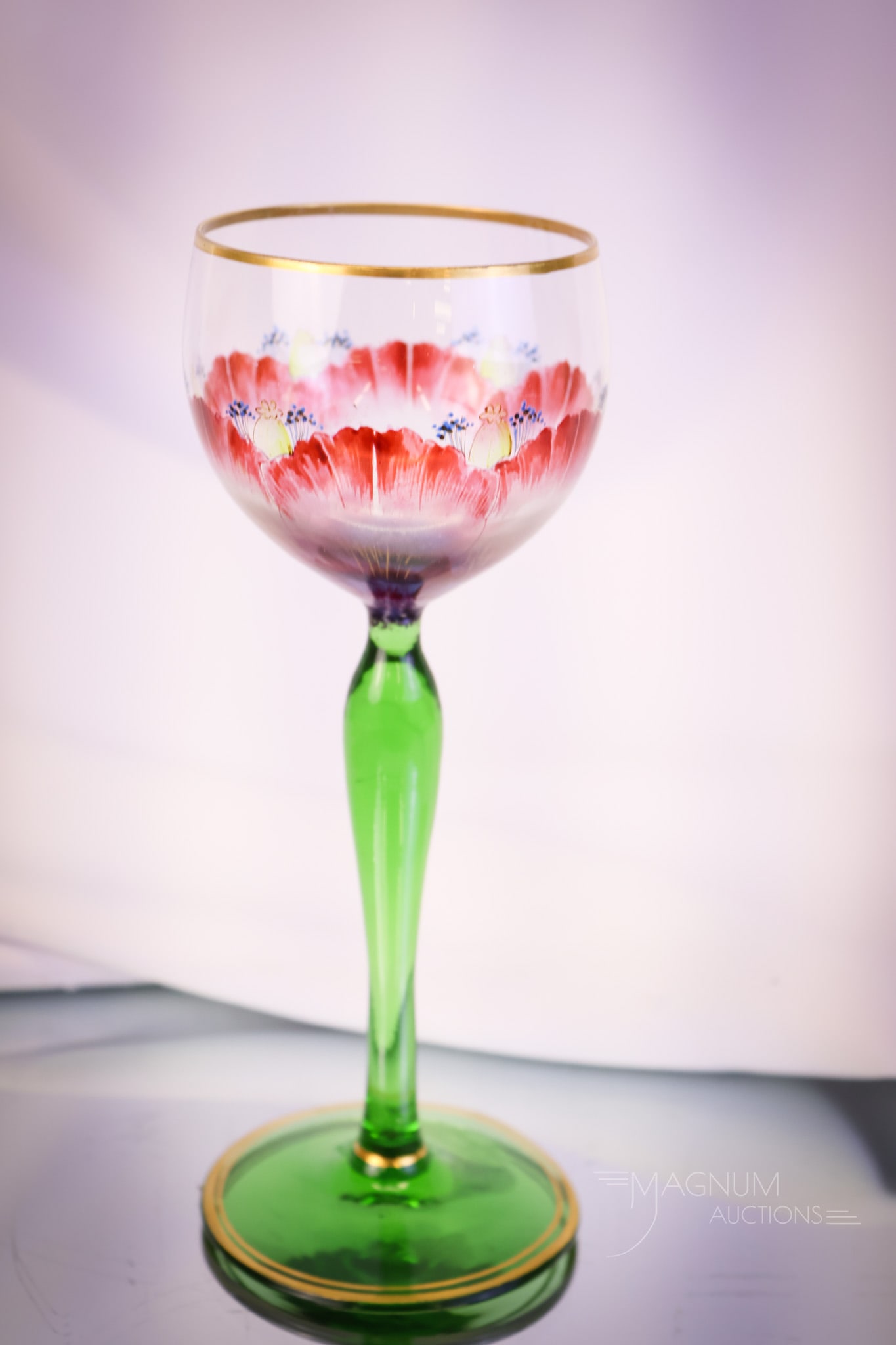 Antique Theresienthal Enameled Art Glass Goblet (1 of 5)