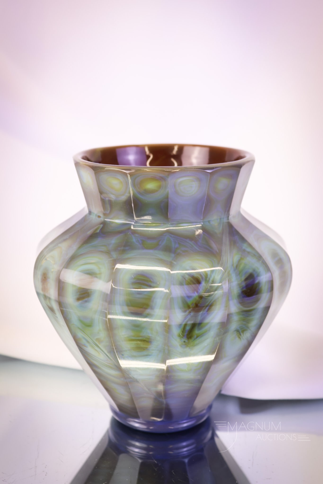 Bohemian Antique Lithyalin Agate Art Glass Vase: Another collection-enhancing find in Lithyalin Bohemian art glass. This vase is made of blue and green agate glass. It measures 5" tall and 4 3/4" wide. SHIPPING NOTICE: If you choose not to utilize t