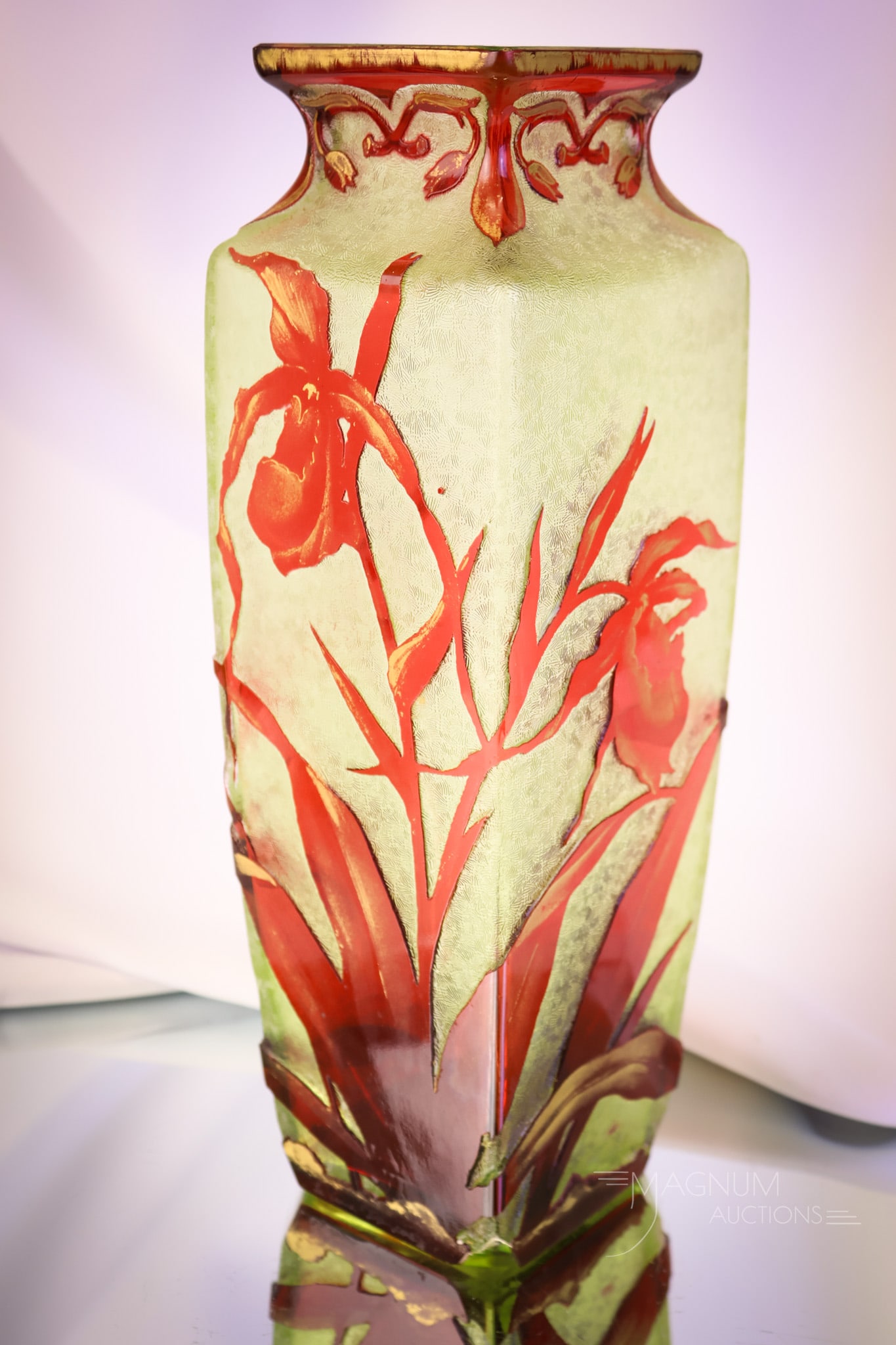 Baccarat Acid Etched Cut Cameo Art Glass 11 3/4" Vase (1 of 10)