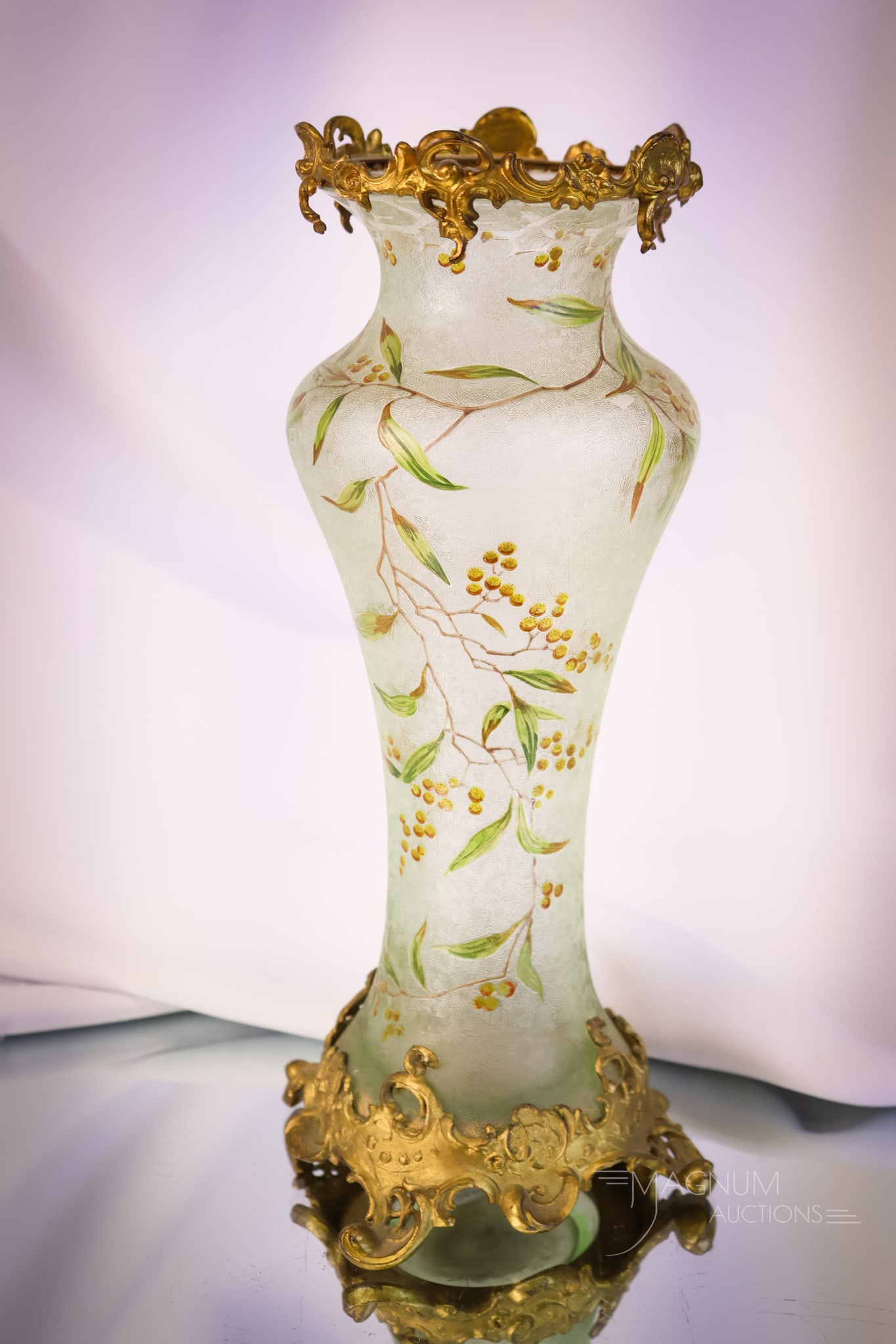 Baccarat Val St. Lambert Acid Etched Cameo Glass & Bronze 11" Vase (1 of 6)