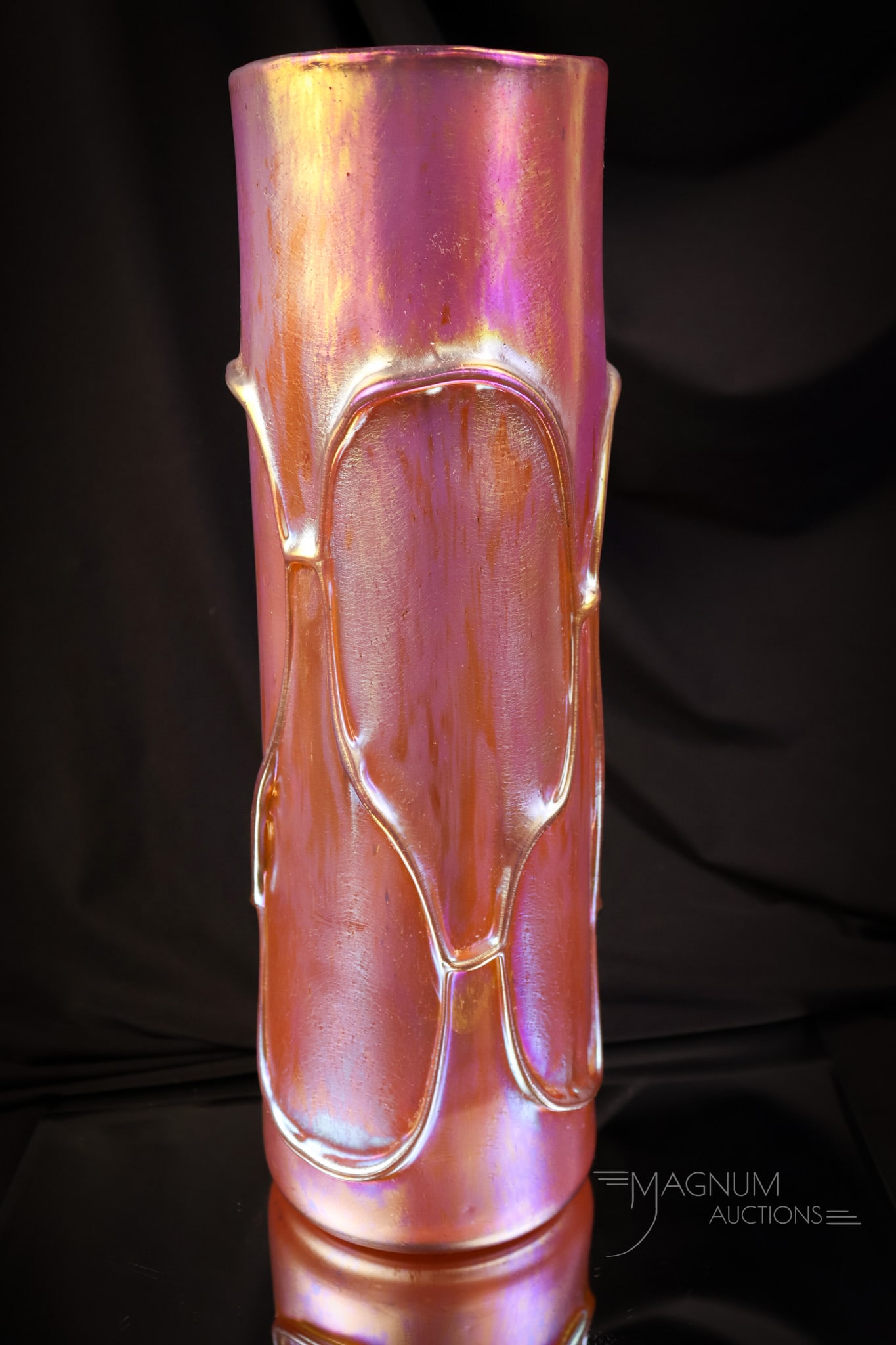 Rare 14" Pink Loetz PG 1/844 Candia Applied Antique Art Glass Vase (1 of 6)