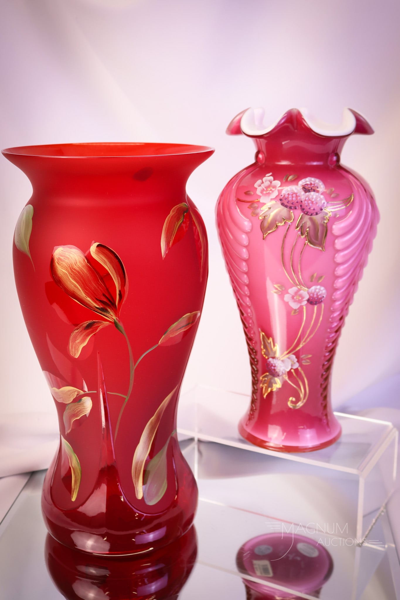 2 pc Lot Limited Edition Fenton Art Glass Vases (1 of 8)