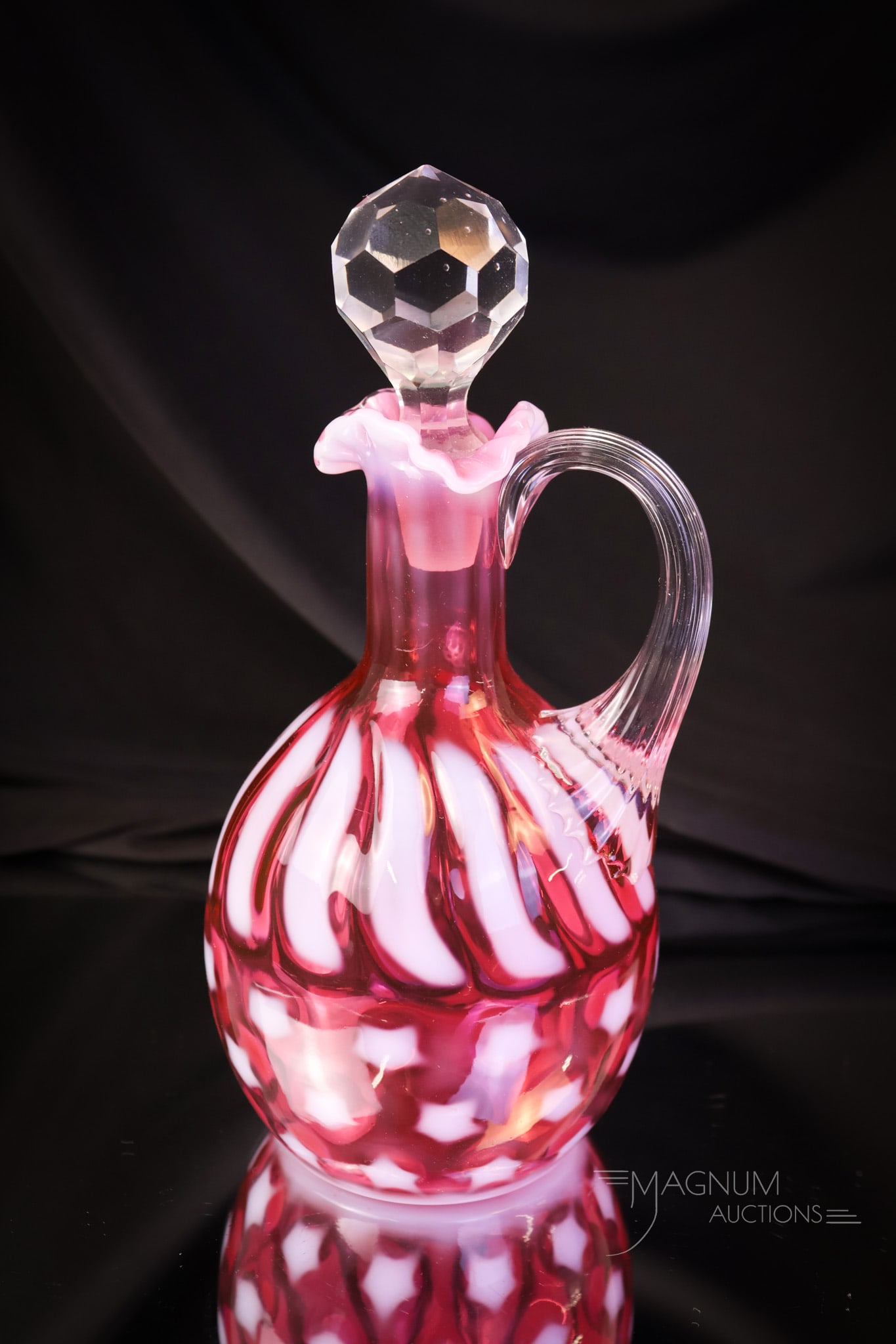 Fenton/L.G. Wright Cranberry Opalescent Stars & Stripes Cruet (1 of 6)