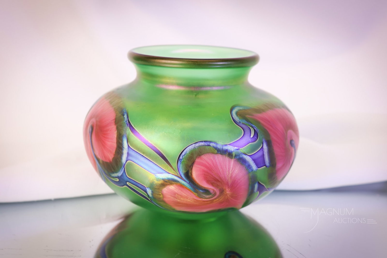 Signed Lotton Studios 2007 Multi Flora Art Glass Vase (1 of 7)