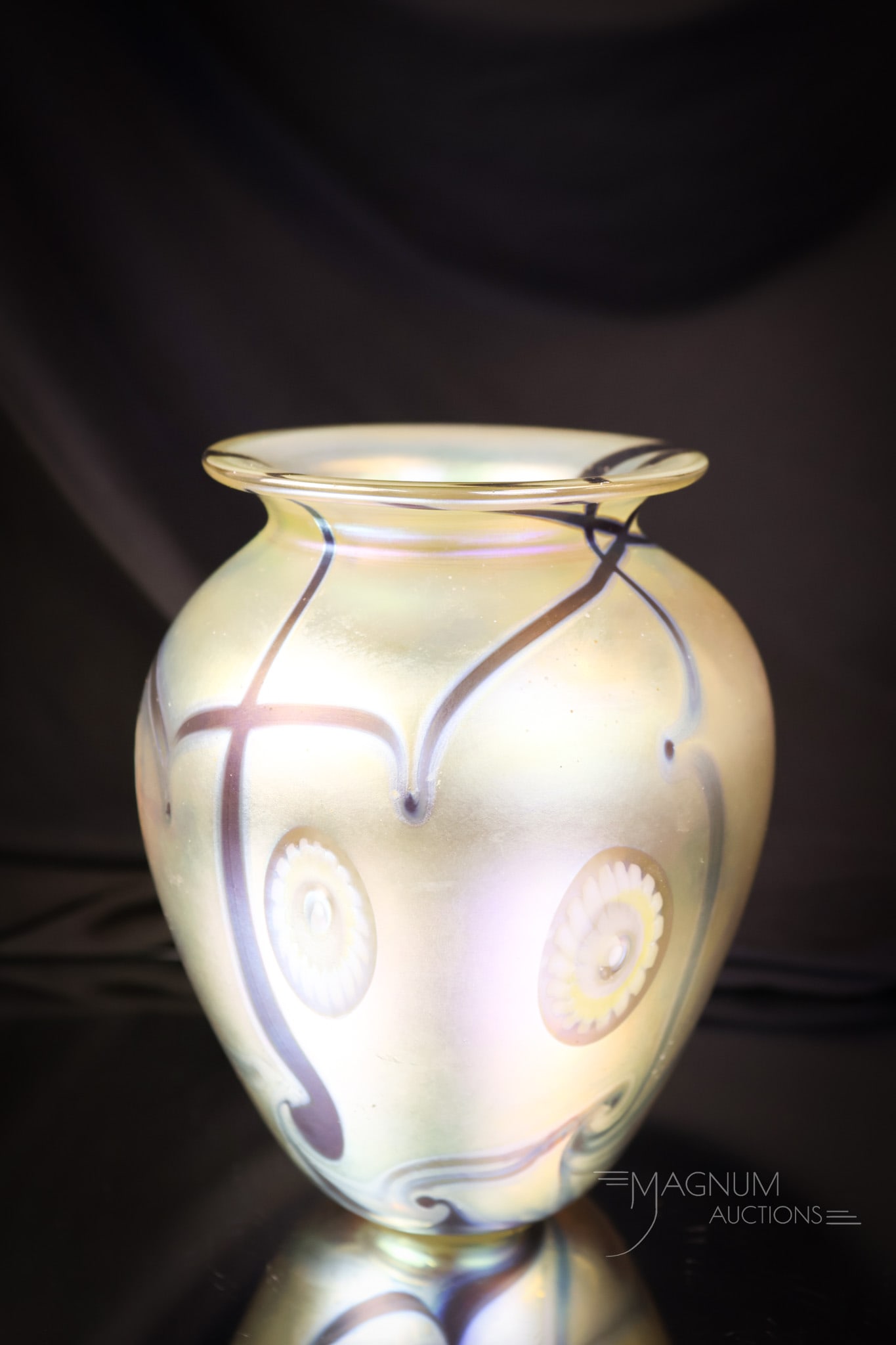 Signed Eickholt 1996 Art Glass Iridescent vase (1 of 4)
