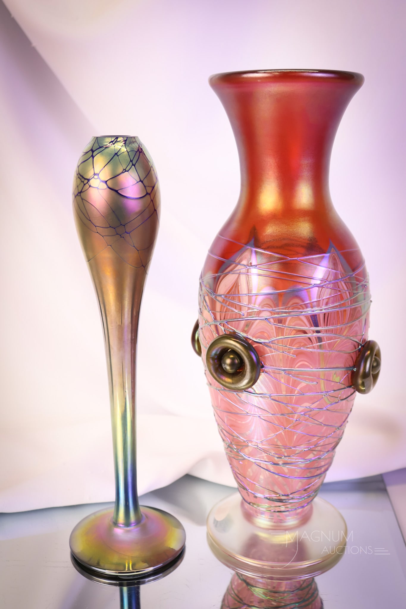 2 pc Lot Contemporary Studio Art Glass Vases Vandermark & More (1 of 10)