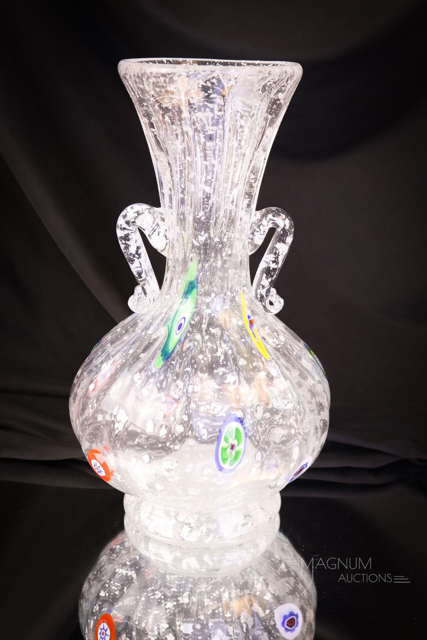 Murano Fratelli Toso Adventurine Millefiori Art Glass Vase (1 of 11)