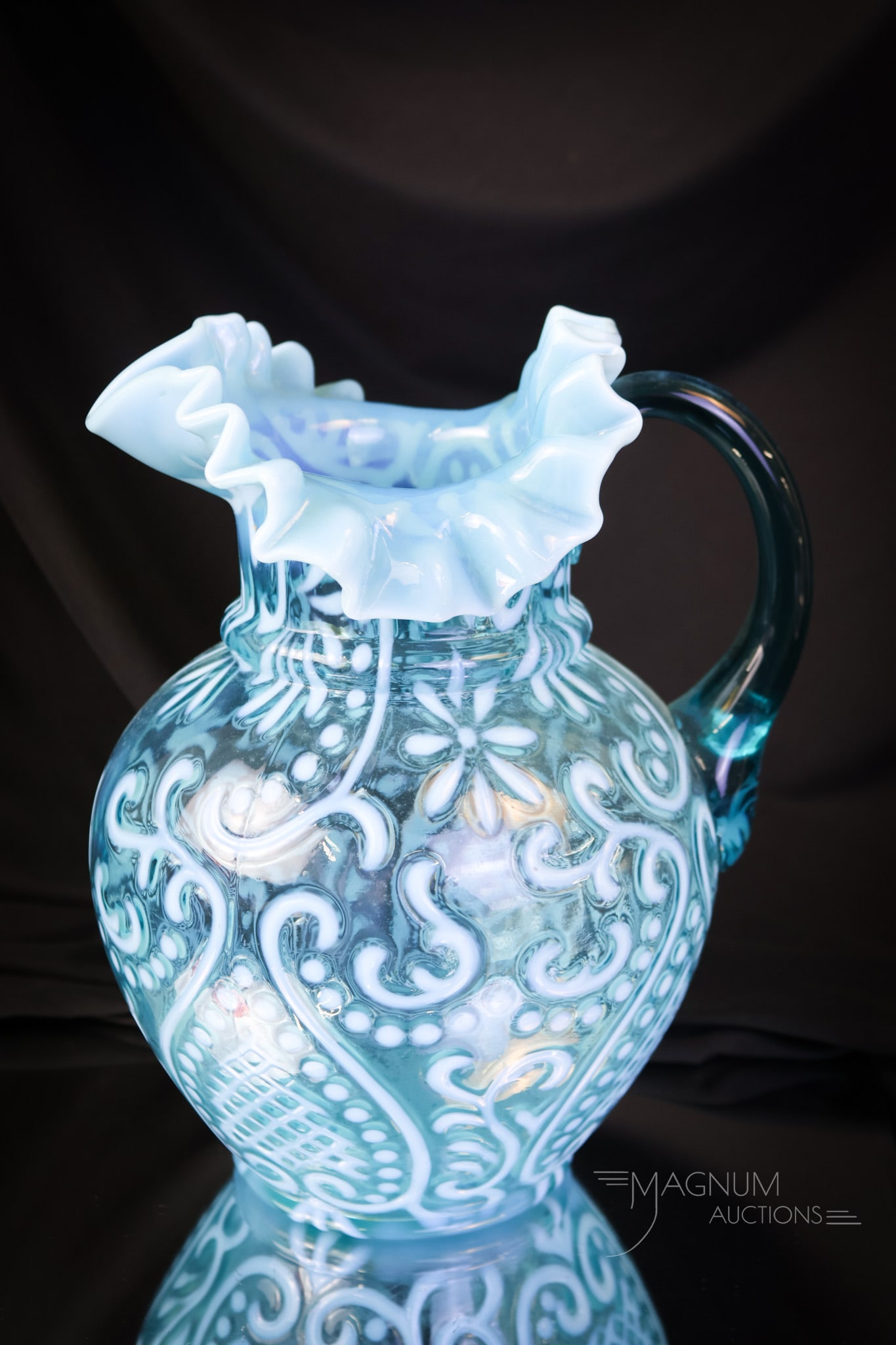 Northwood Blue Opalescent Victorian Arabian Nights Waer Pitcher (1 of 5)