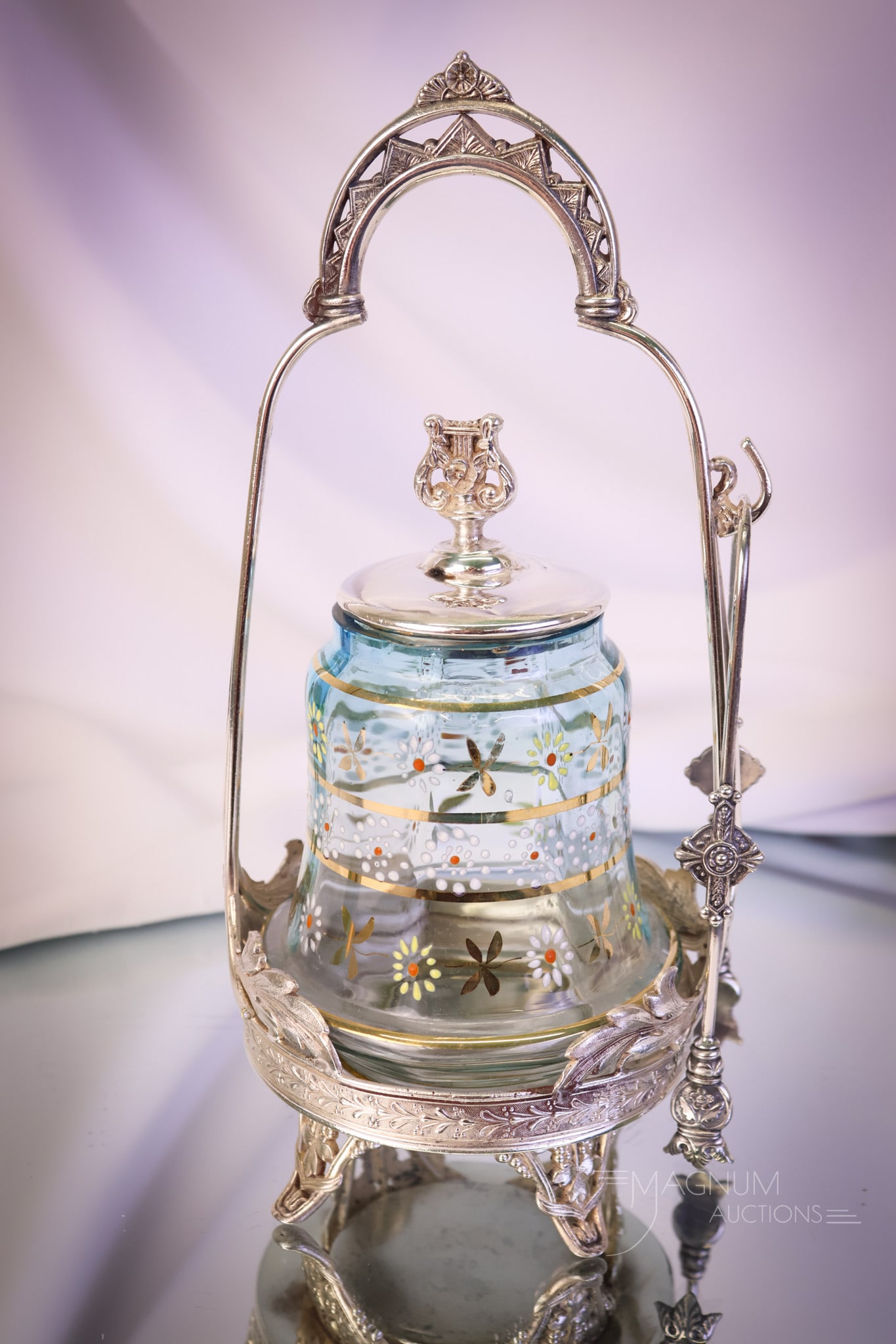 Simpson Hall & Miller Victorian Silverplate Blue Enameled Glass Picke Castor (1 of 9)